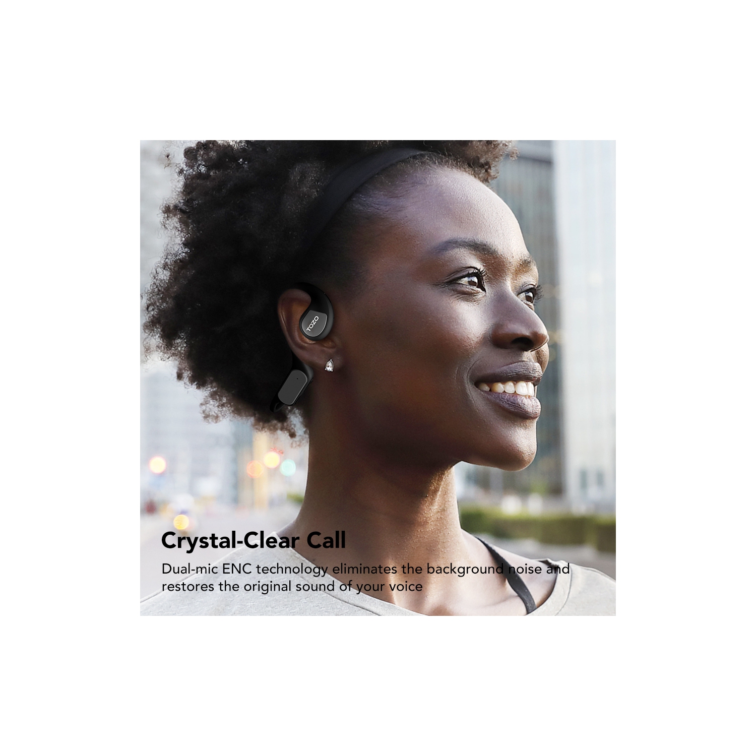 Écouteurs ouverts OpenReal Bluetooth 5,3 Écouteurs sans fil à conduction d'air Écouteurs bouton sport avec son haut de gamme à deux microphones et à