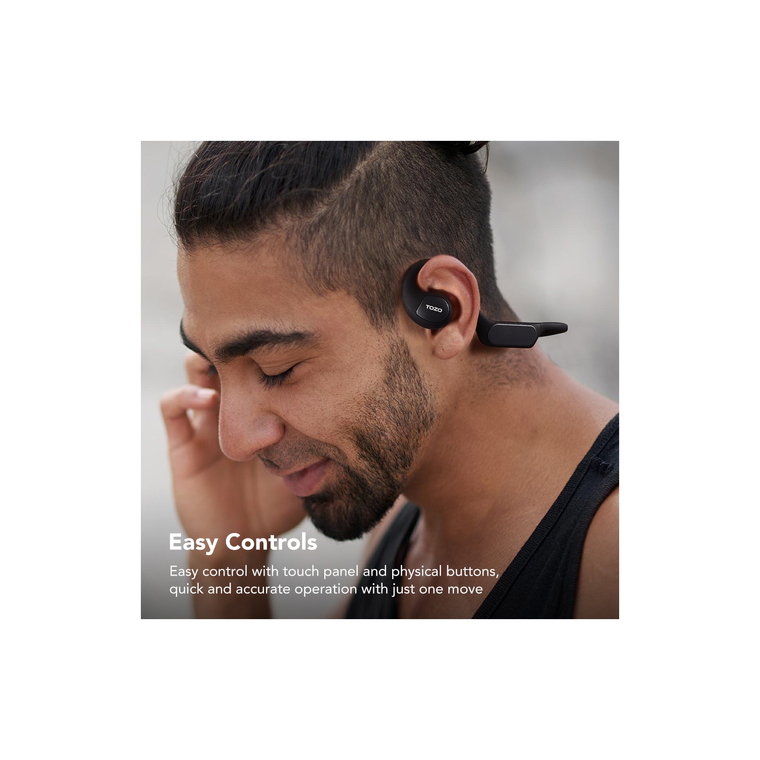 Écouteurs ouverts OpenReal Bluetooth 5,3 Écouteurs sans fil à conduction d'air Écouteurs bouton sport avec son haut de gamme à deux microphones et à