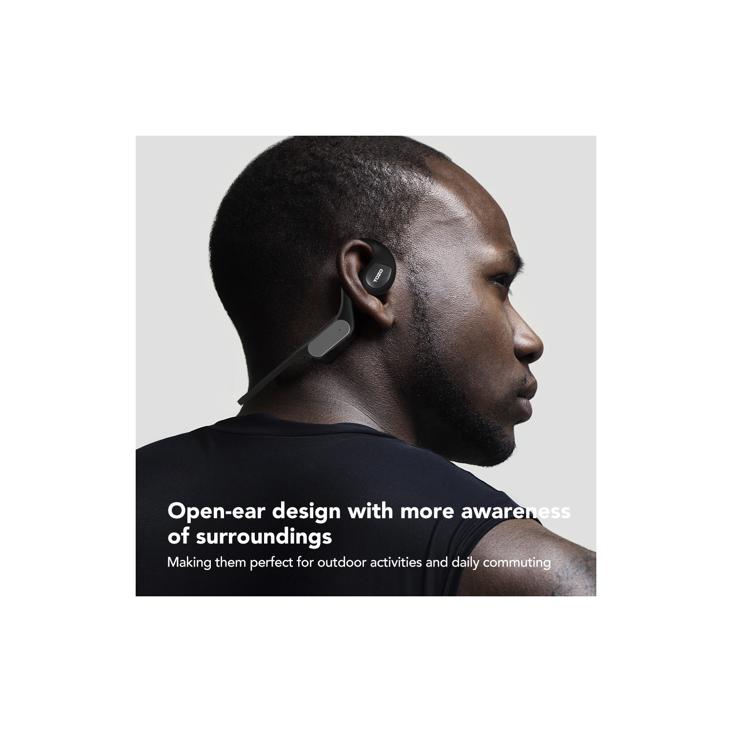 Écouteurs ouverts OpenReal Bluetooth 5,3 Écouteurs sans fil à conduction d'air Écouteurs bouton sport avec son haut de gamme à deux microphones et à