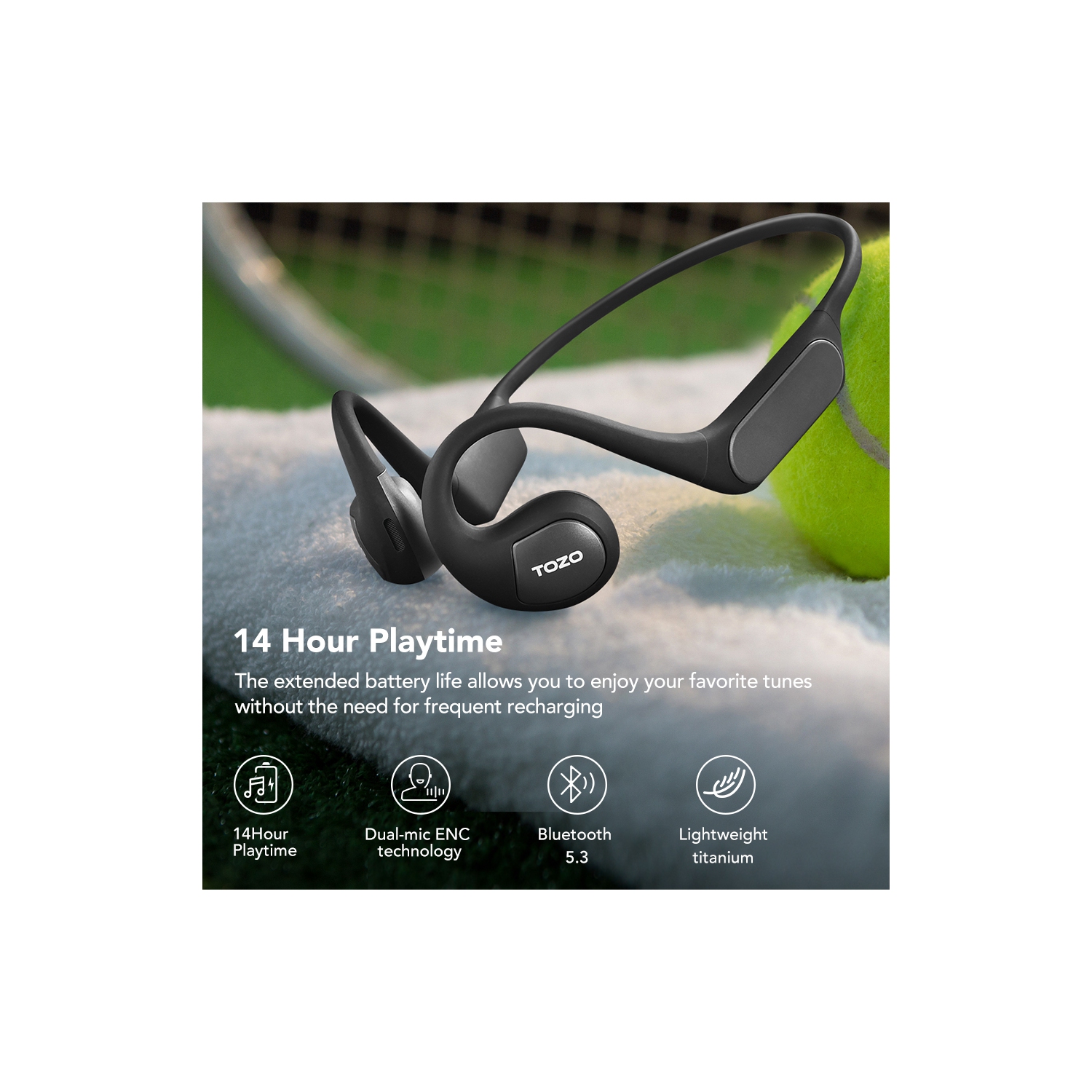 Écouteurs ouverts OpenReal Bluetooth 5,3 Écouteurs sans fil à conduction d'air Écouteurs bouton sport avec son haut de gamme à deux microphones et à