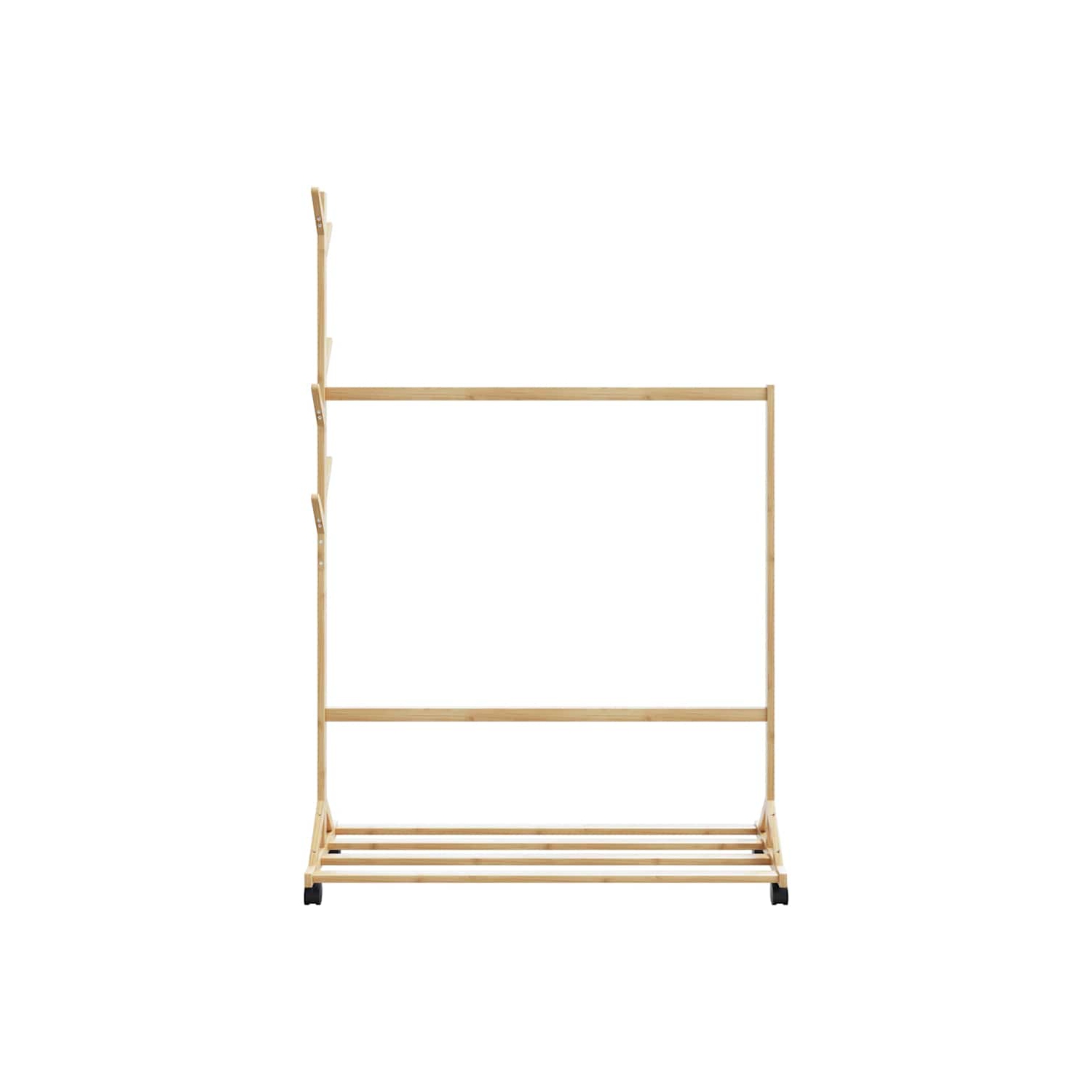 vidaXL Clothes Rack with Hooks and Wheels 100x35x157 cm Bamboo