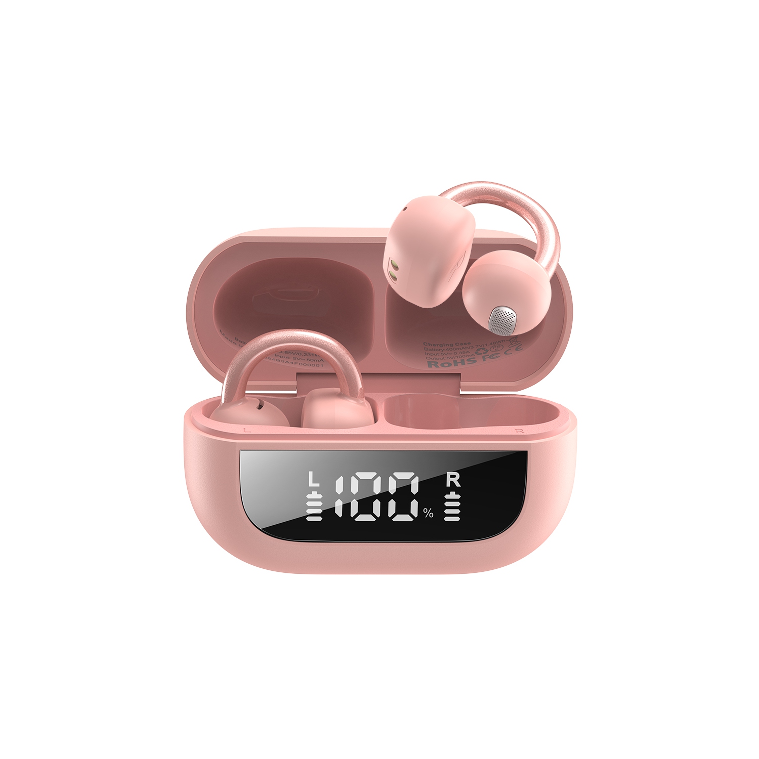 Tout nouveau casque d'écoute Bluetooth Open-Ear 100 % sans fil de TOZO pour écouteurs sport extérieur à pince - Rose