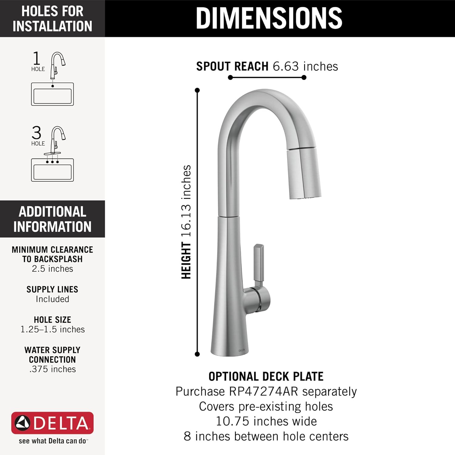 Delta Faucet Monrovia Bar Faucet Brushed Nickel, Bar Sink Faucet Single Hole, Wet Bar Faucets with Pull Down Sprayer