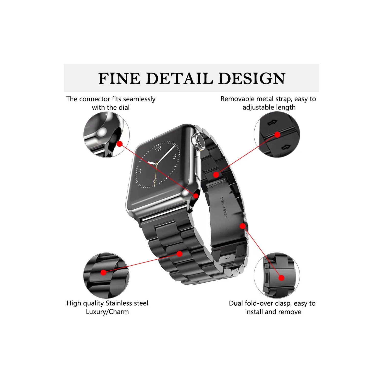 Le bracelet métallique de 22&nbsp;mm pour Galaxy Watch3, Gear 2, S3 de Samsung convient aussi aux modèles Vivoactive 4, Venu 2, 3 et Forerunner -