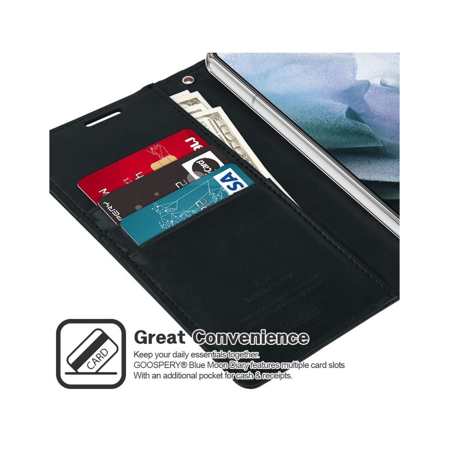 Étui portefeuille pour iPhone 16 Pro, étui folio à rabat en cuir PU de qualité supérieure avecfente pour carte, support et fermeture magnétique, étui