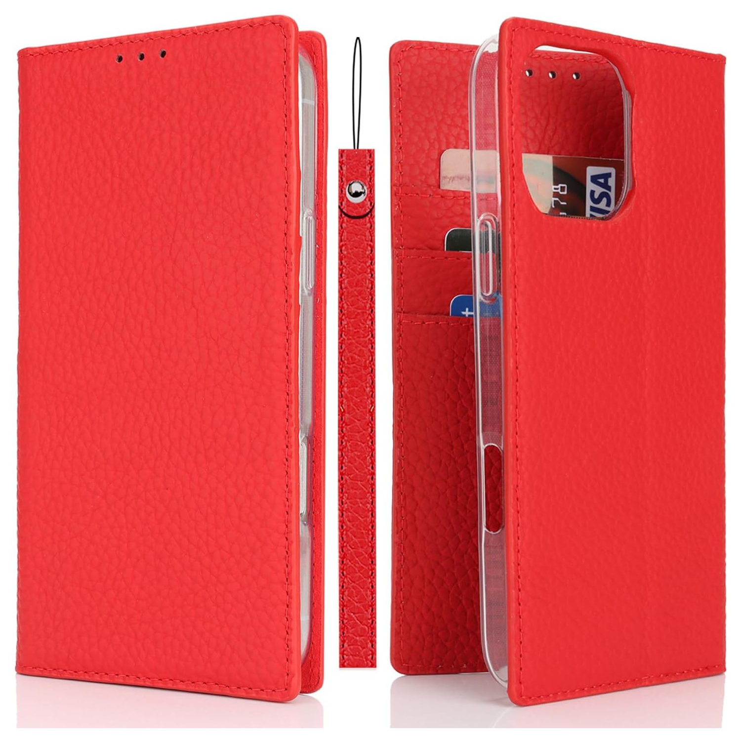 Étui portefeuille pour iPhone 16 Pro, étui folio à rabat en cuir PU de qualité supérieure avecfente pour carte, support et fermeture magnétique, étui