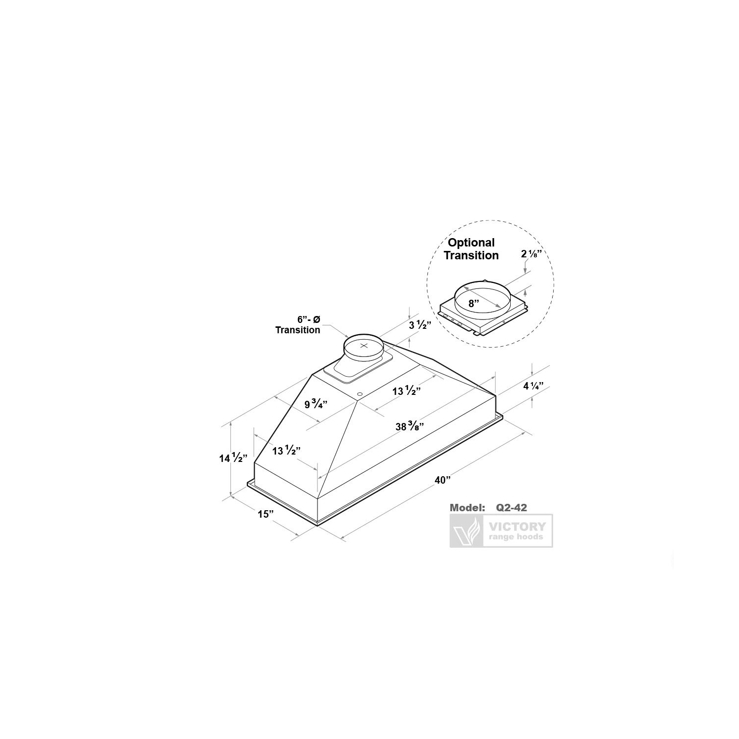 Victory 48 Inch 750 CFM Stainless Steel Range Hood Insert- Q2-42