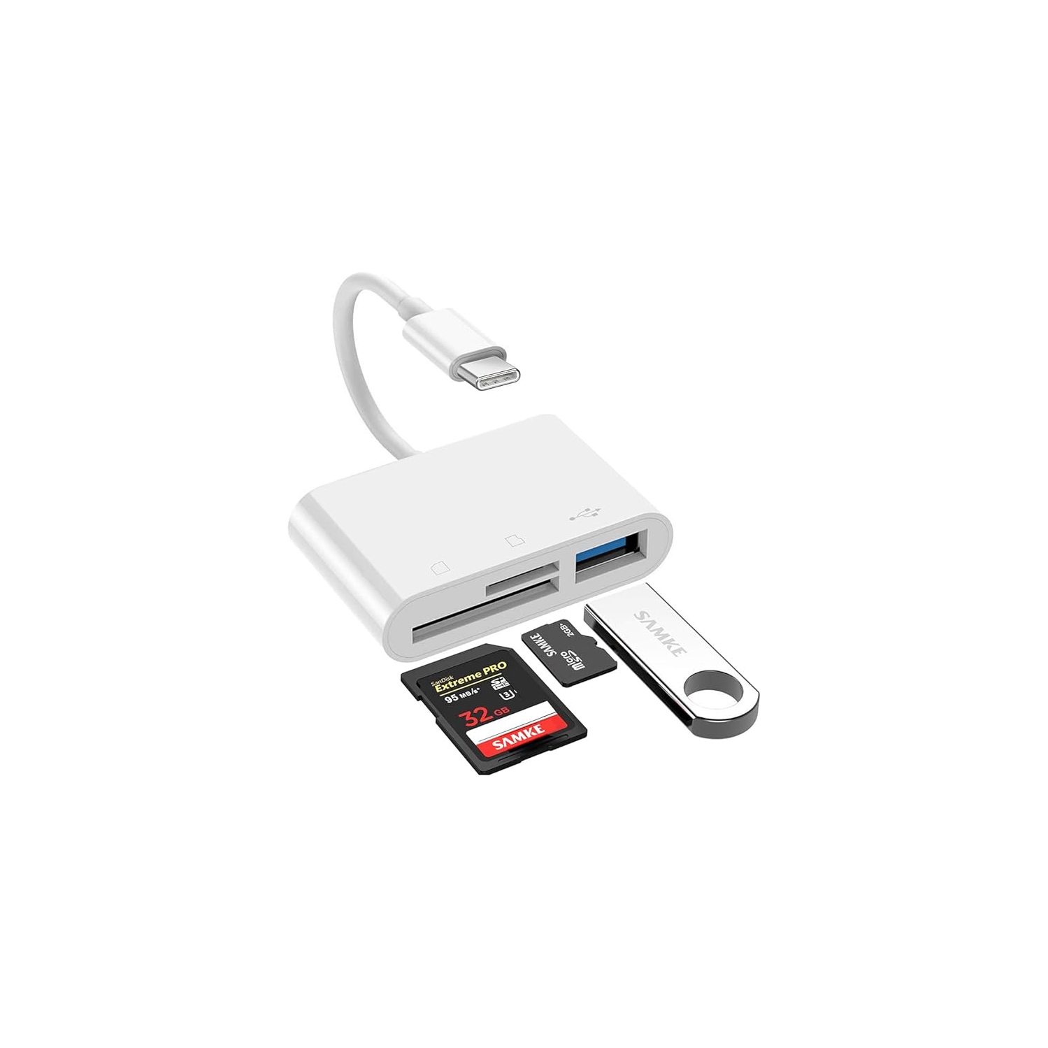 Lecteur de carte USB-C SD/TF Adaptateur d'appareil photo de type C - 3 USB C à TF/SD/USB Disque Adaptateur de lecteur de mémoire pour iPhone15/15 Pro