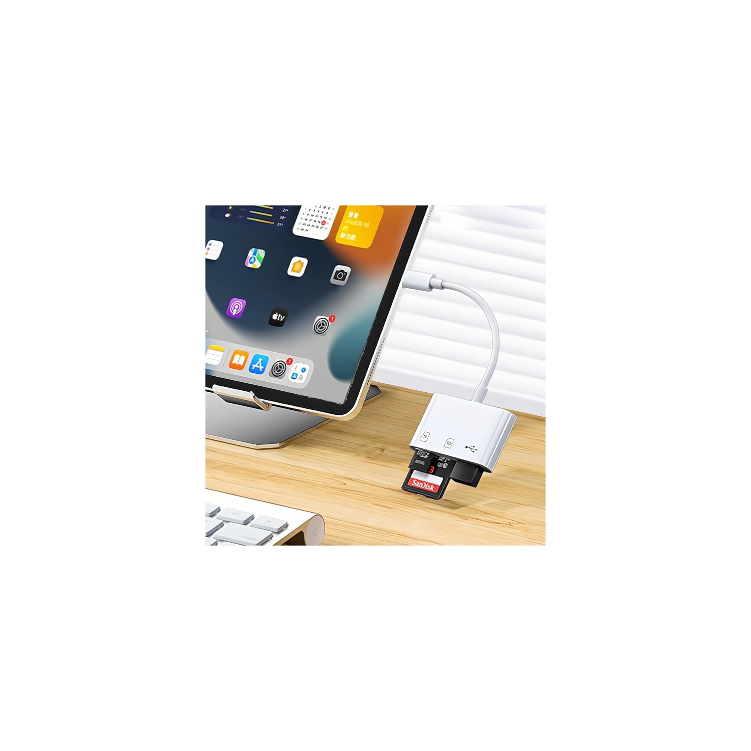 Lecteur de carte USB-C SD/TF Adaptateur d'appareil photo de type C - 3 USB C à TF/SD/USB Disque Adaptateur de lecteur de mémoire pour iPhone15/15 Pro