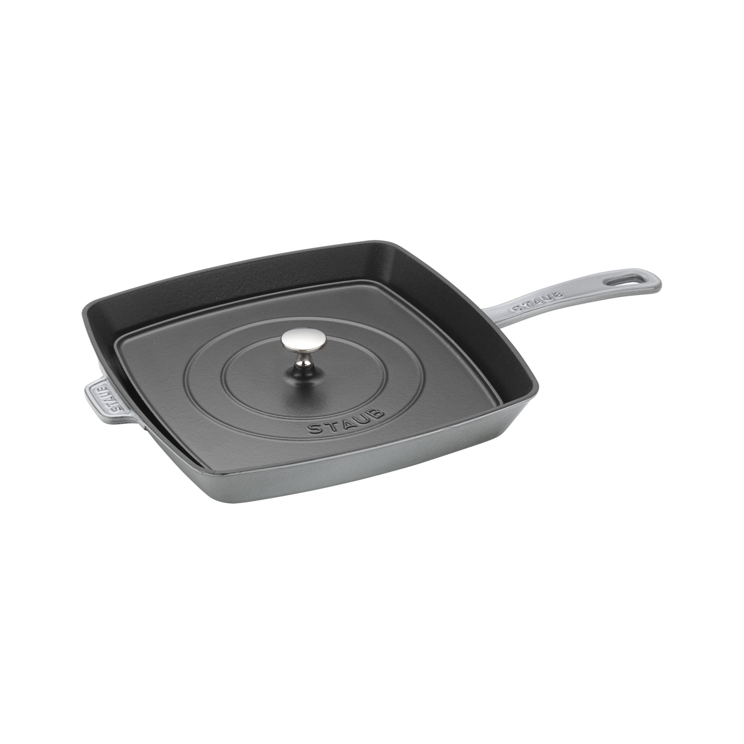 STAUB Grill Pans 30 cm Cast Iron Square American Grill, Graphite-Grey