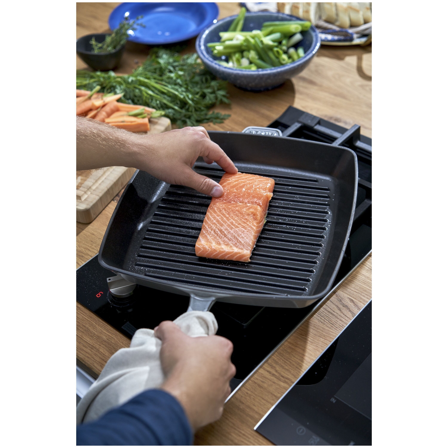 STAUB Grill Pans 30 cm Cast Iron Square American Grill, Graphite-Grey