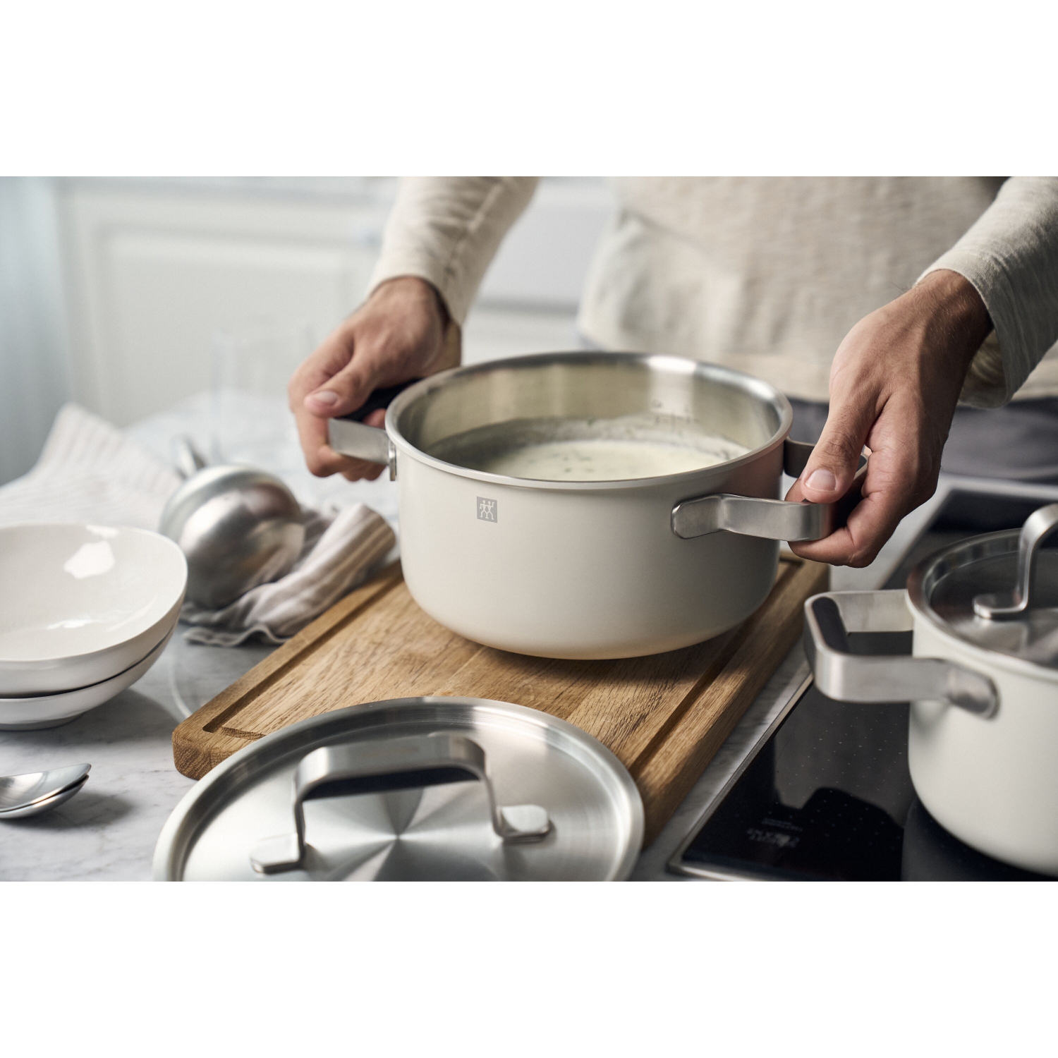 ZWILLING Pure Cookware Set, 6 Piece 18/10 Stainless Steel, Ivory-White