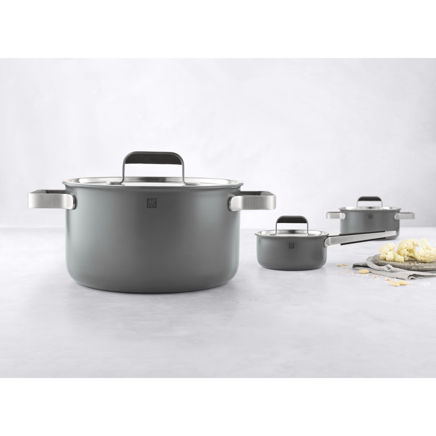 ZWILLING Pure Cookware Set, 6 Piece 18/10 Stainless Steel, Grey
