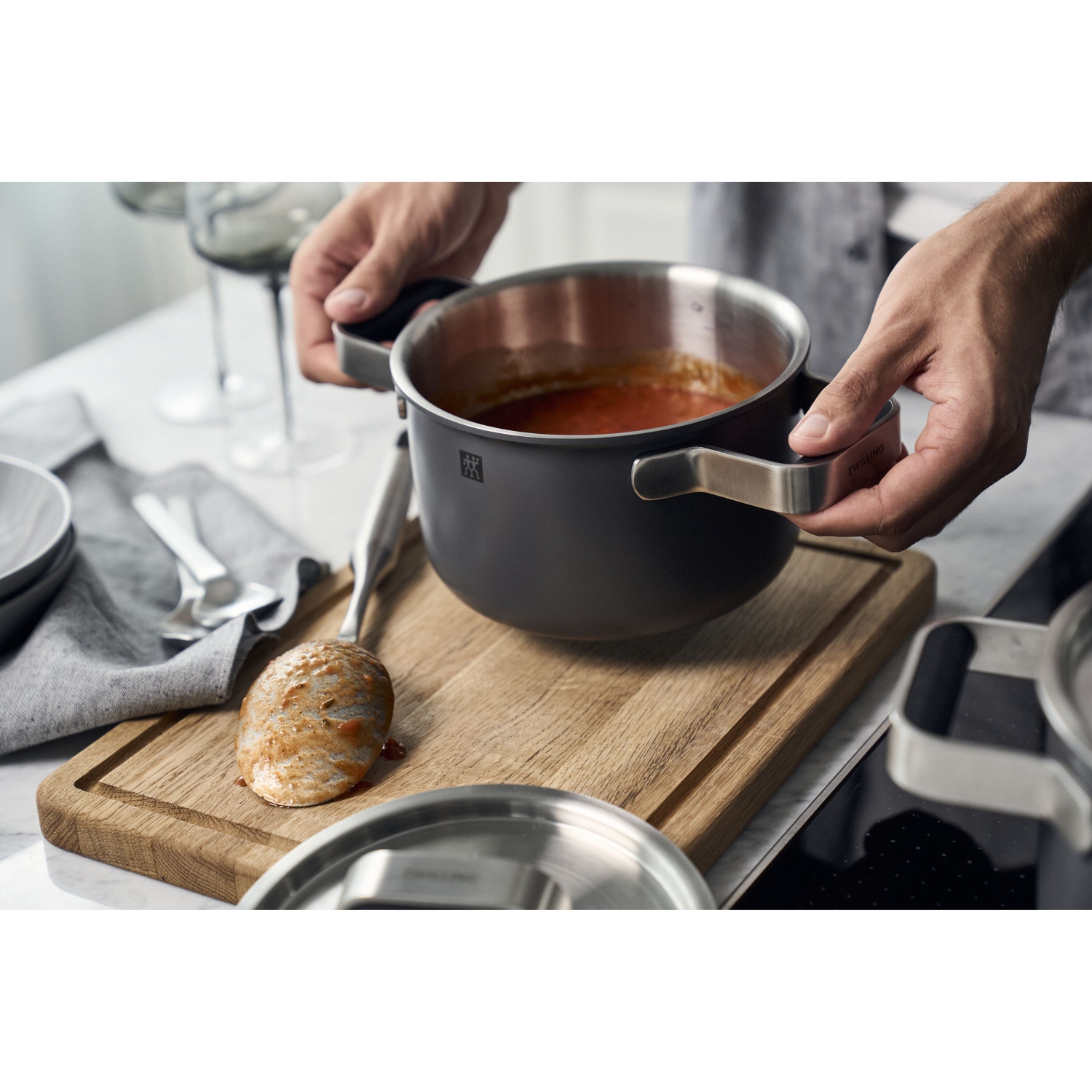 ZWILLING Pure Cookware Set, 6 Piece 18/10 Stainless Steel, Grey