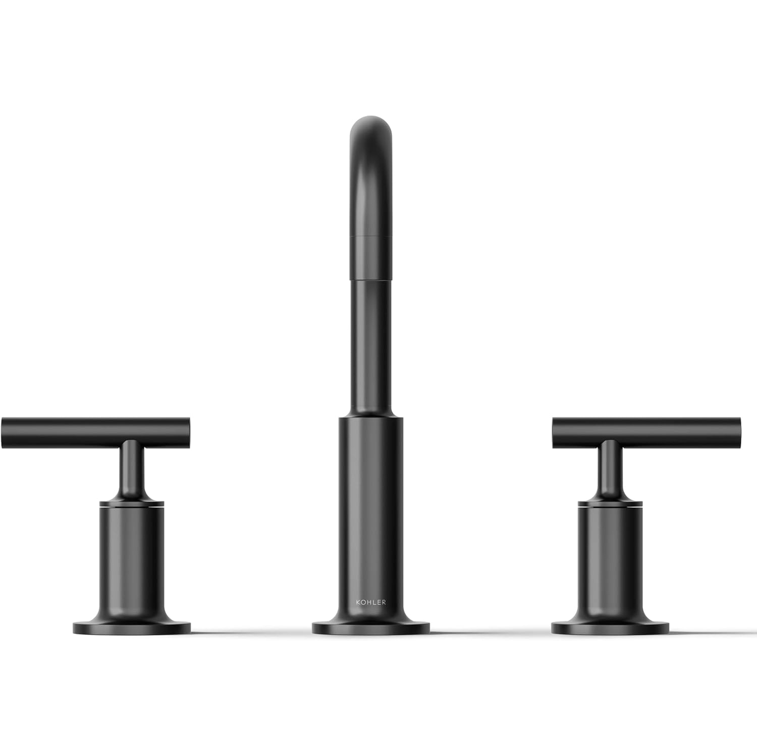 KOHLER Purist K-14406-4-Bl Widespread Bathroom Sink Faucet with Metal Drain Assembly in Matte Black