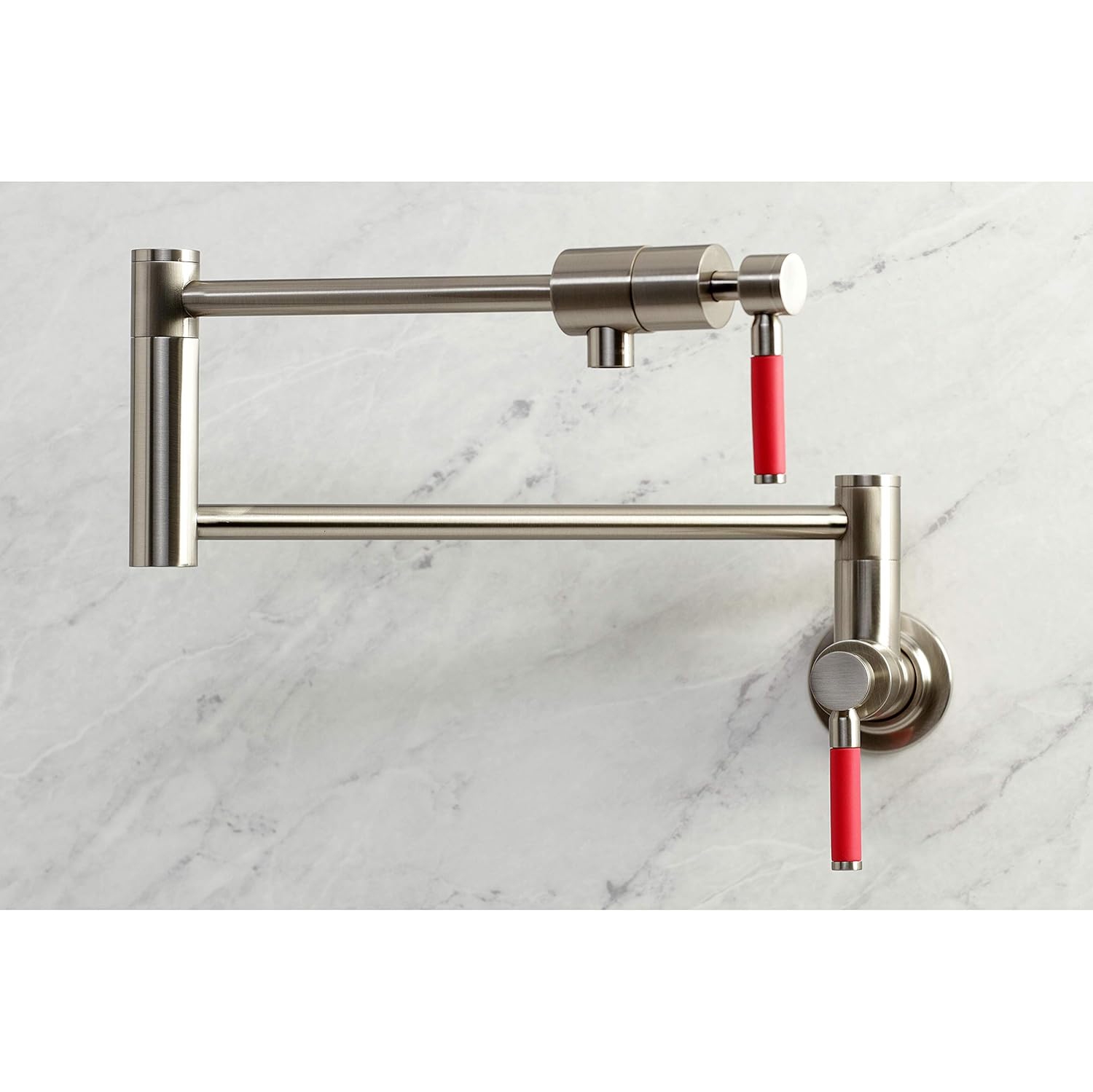 Kingston Brass KS4108DKL Kaiser Wall Mount Pot Filler, Brushed Nickel