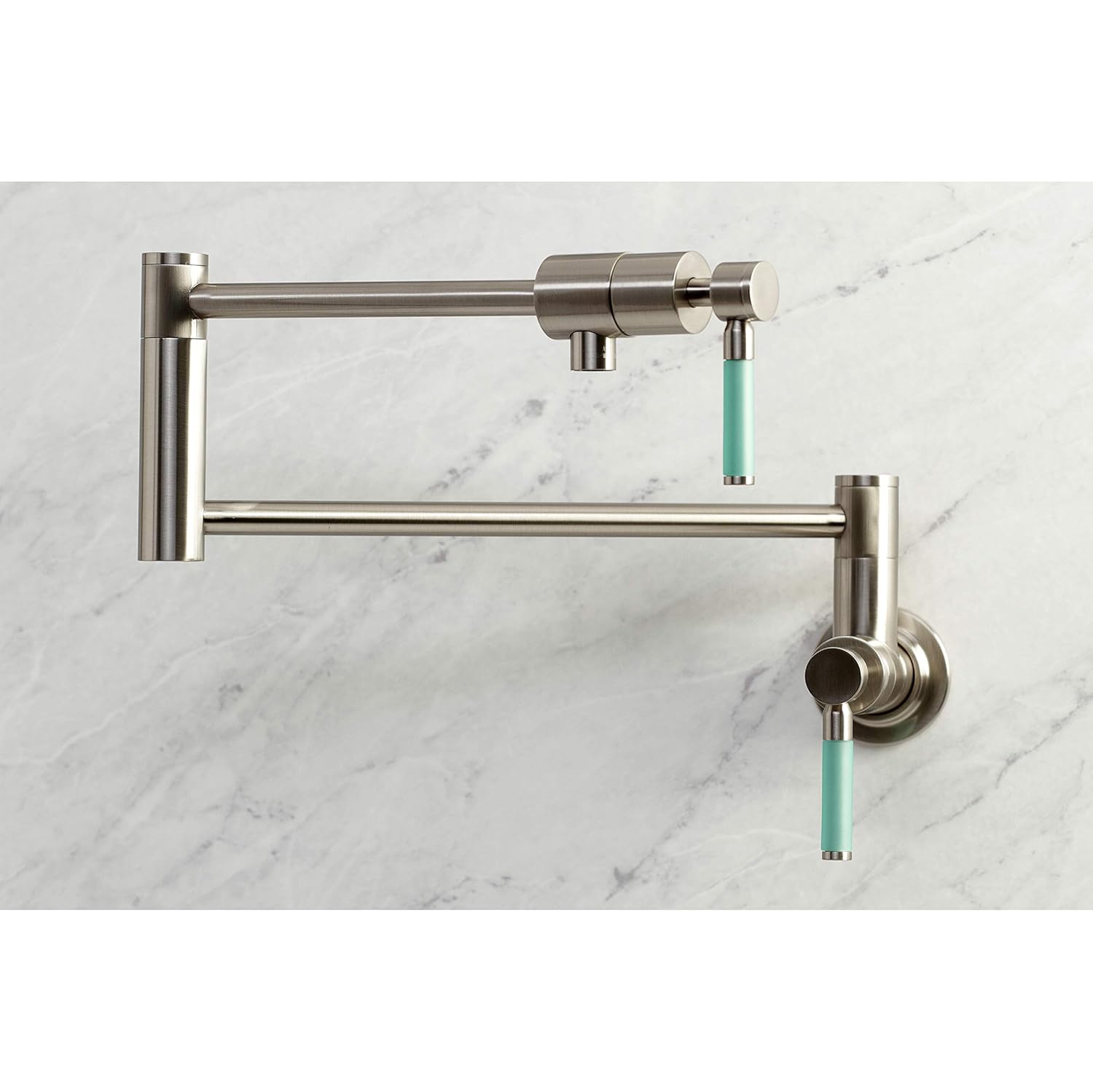 Kingston Brass KS4108DKL Kaiser Wall Mount Pot Filler, Brushed Nickel