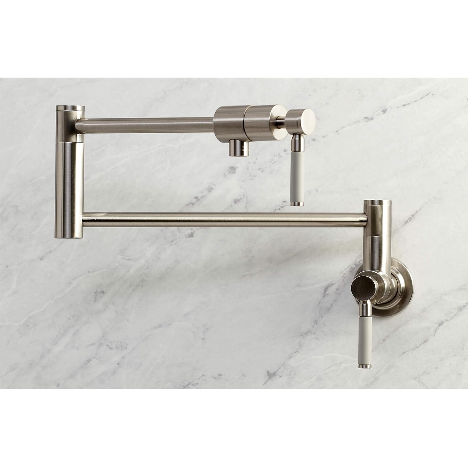 Kingston Brass KS4108DKL Kaiser Wall Mount Pot Filler, Brushed Nickel