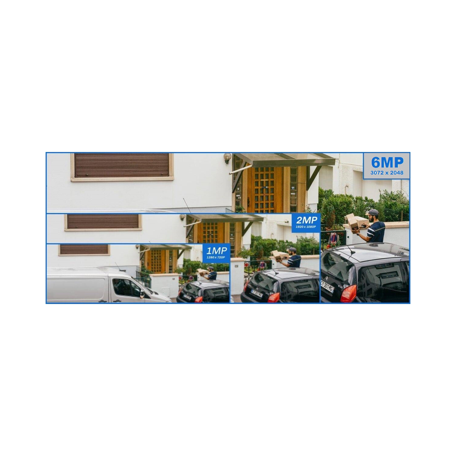 Full Color Night Vision 6MP Wired Audio Security Camera System, 4 Camera Surveillance Kit Outdoor DIY Audio 2TB HDD Included for Home Business