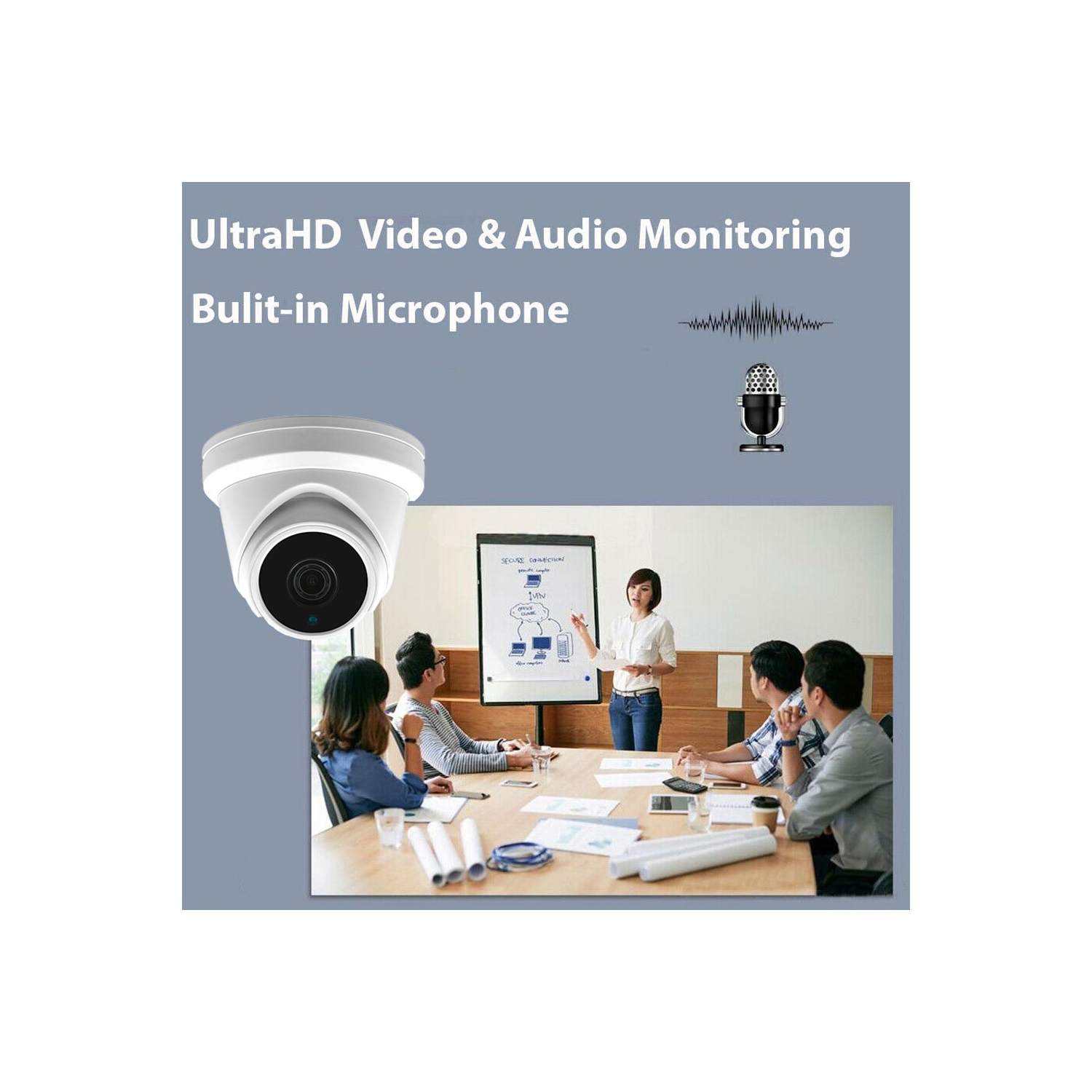 Full Color Night Vision 4K 8MP Wired Audio Security Camera System, 32 Camera Surveillance Kit Outdoor DIY Audio 10TB HDD Included for Home Business