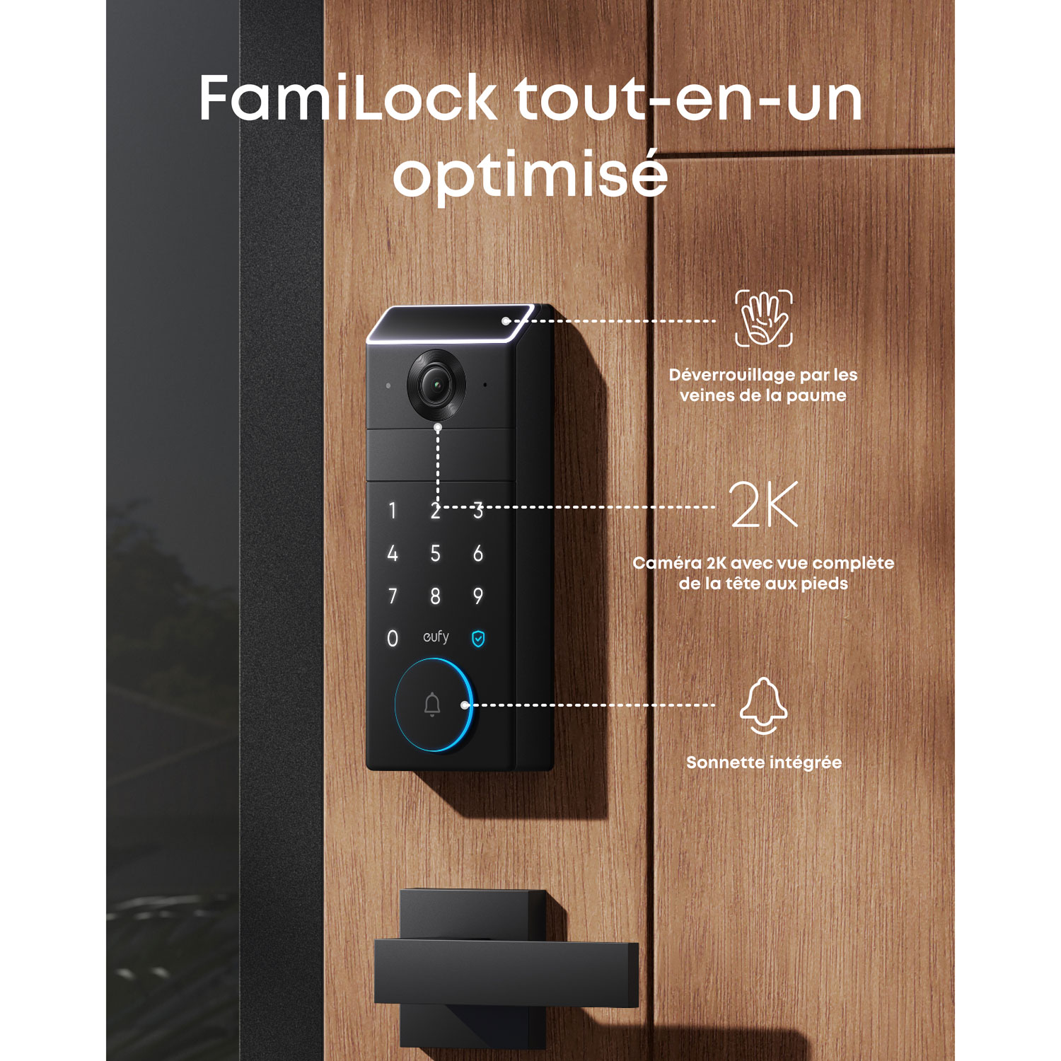 Serrure intelligente vidéo FamiLock S3 Max d'eufy avec déverrouillage d'un mouvement de la main - Partenaire de détail exclusif