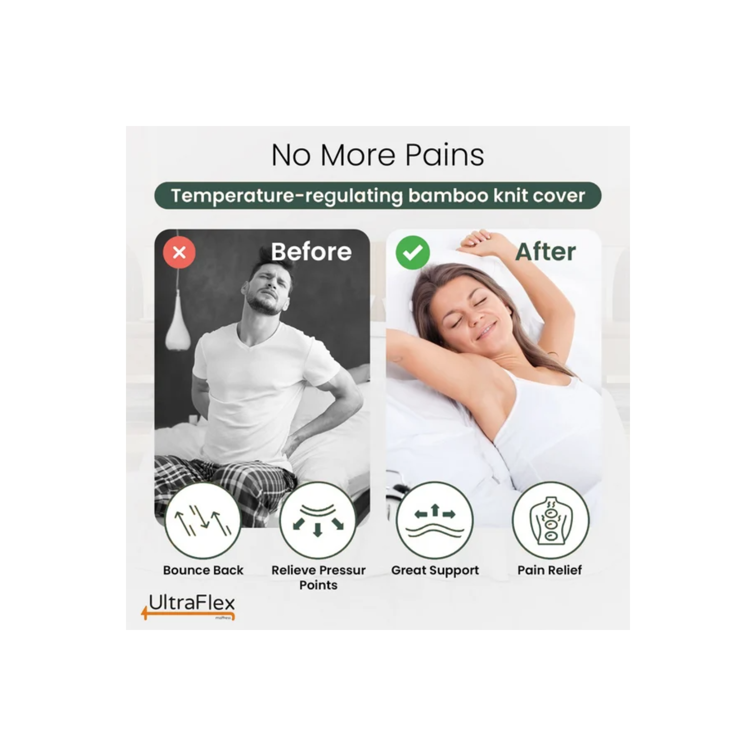 UltraFlex RestEasy Gel-Infused Foam Mattress, Ideal for Bunk Beds, Trundle Beds, Caravans, RV, Bamboo Feel, CertiPUR-US® Certified, Medium Firm,(Made