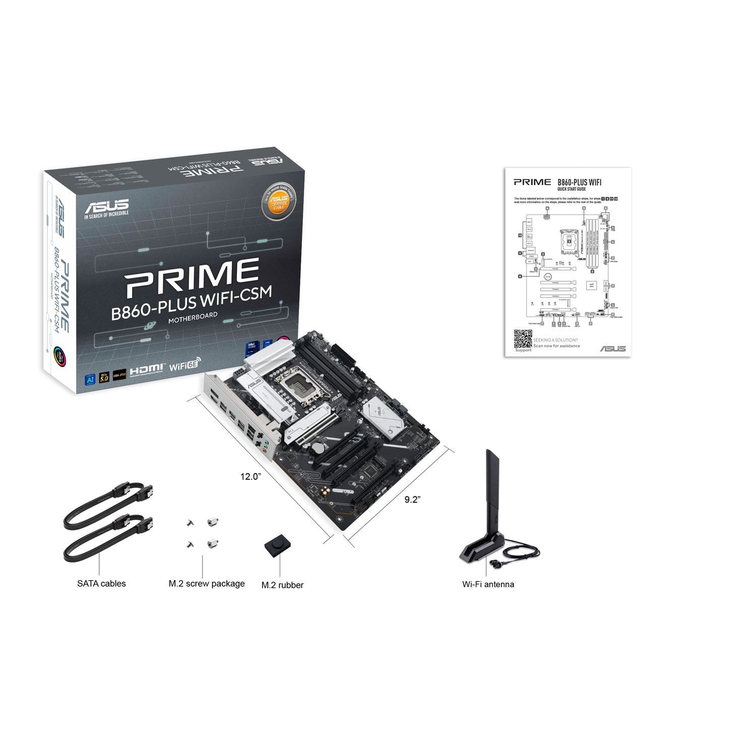 Carte mère Prime B860-Plus Wi-Fi 6E ATX LGA 1851 DDR5 d'ASUS pour processeurs Core Ultra d'Intel