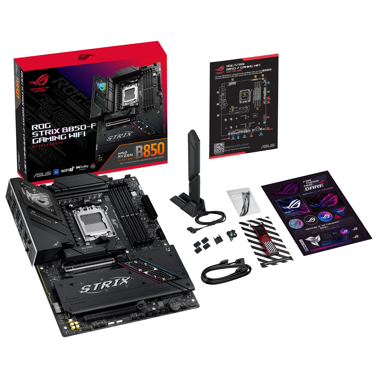 Carte mère de jeu ROG Strix B850-F Wi-Fi 7 ATX AM5 DDR5 d'ASUS pour processeurs Ryzen 9000, 8000 et 7000 d'AMD