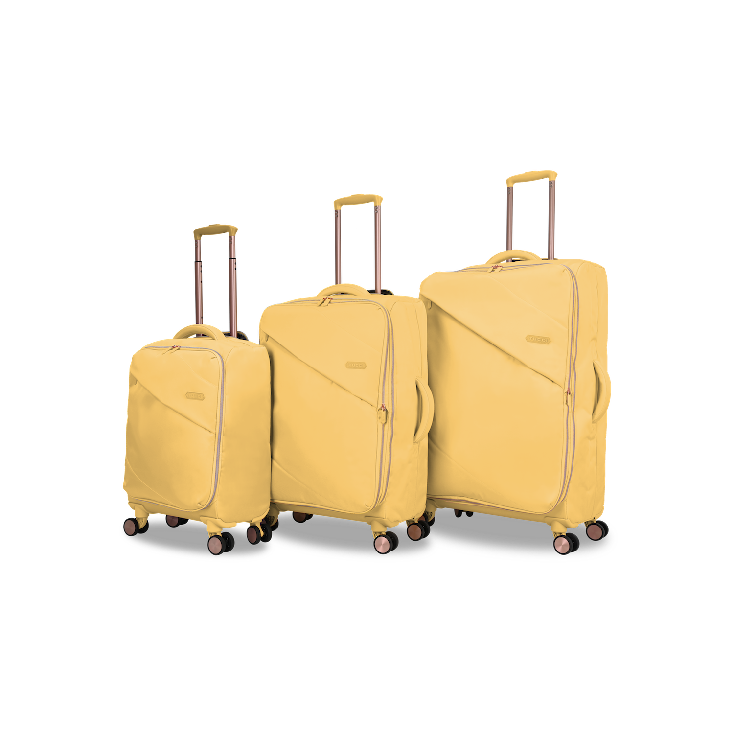 TUCCI Italy Traverso 3 PC Travel Luggage Suitcase Set (Yellow)