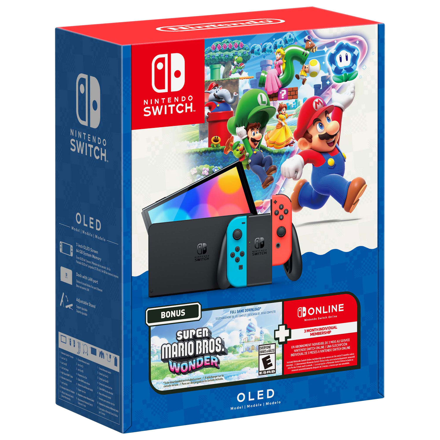 Nintendo Switch (OLED Model) Super Mario Bros. Wonder Bundle with 3-Month Online Individual Membership