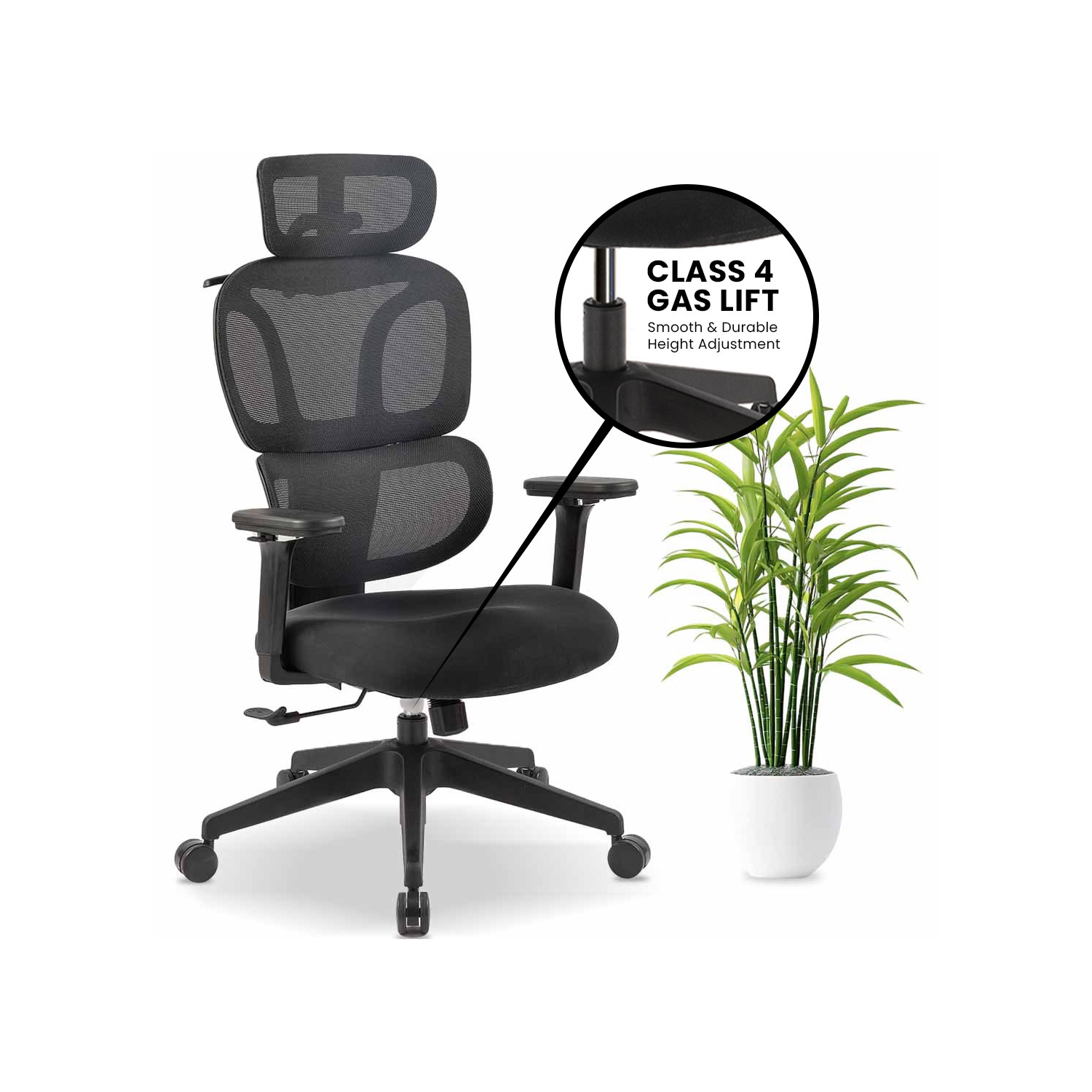 MotionGrey Mellow Ergonomic Office Chair-Comfy High Mesh Back Support with Adjustable Armrests-Black Desk Computer Chairs Perfect for Home Gaming and