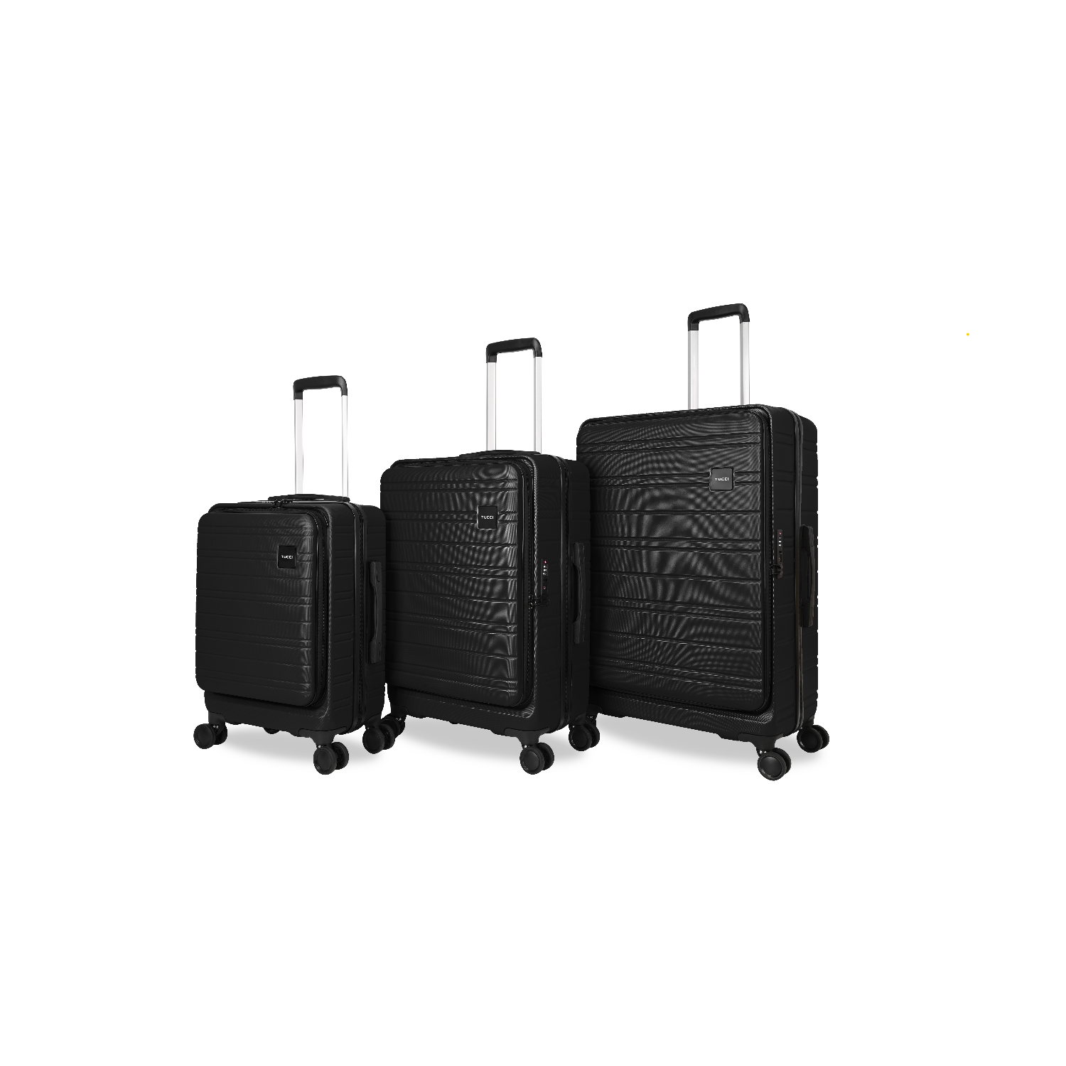 TUCCI ITALY CIRCOLO 3PC LUGGAGE SET EXPANDABLE-BLACK