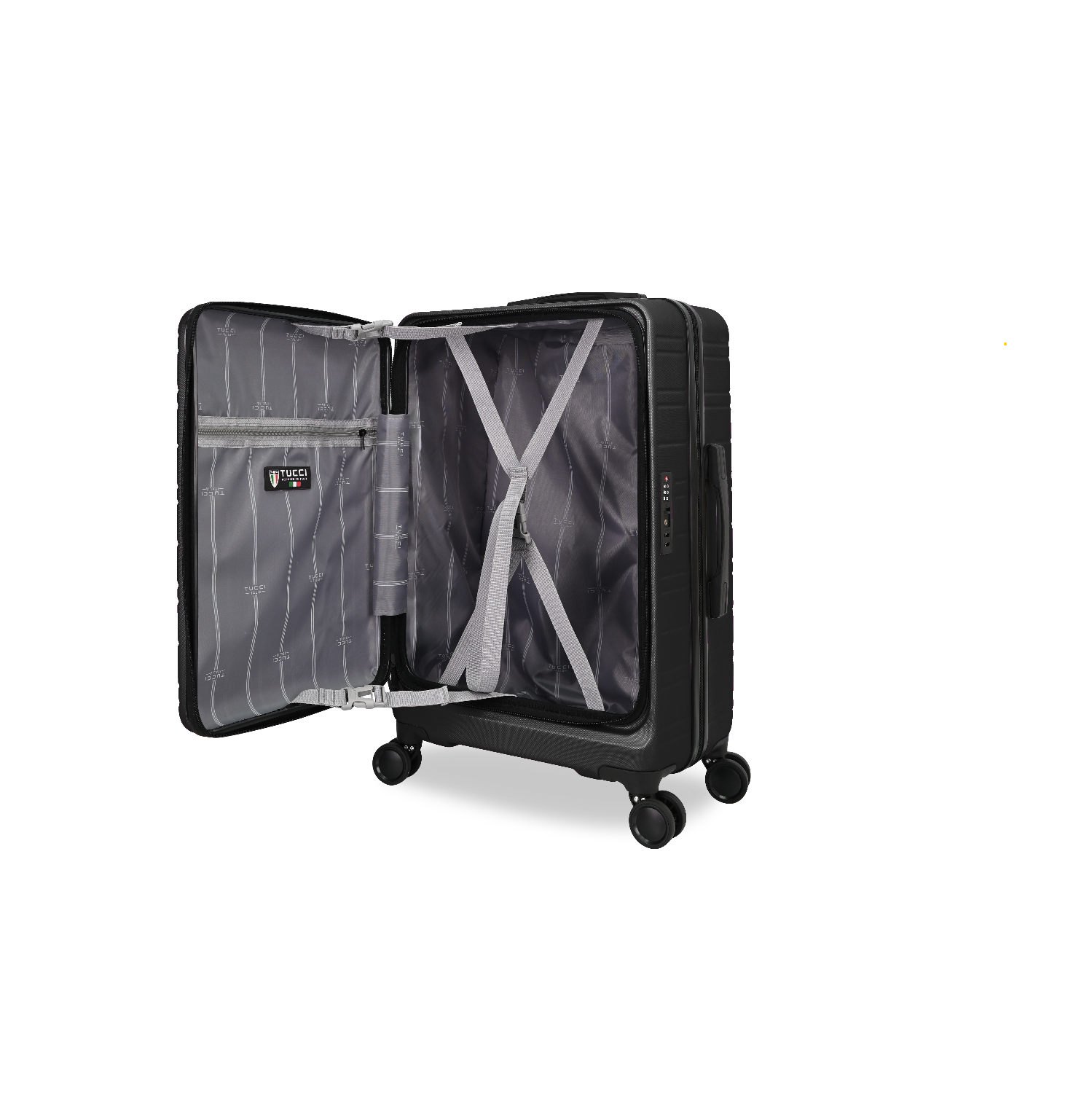 TUCCI ITALY CIRCOLO 3PC LUGGAGE SET EXPANDABLE-BLACK