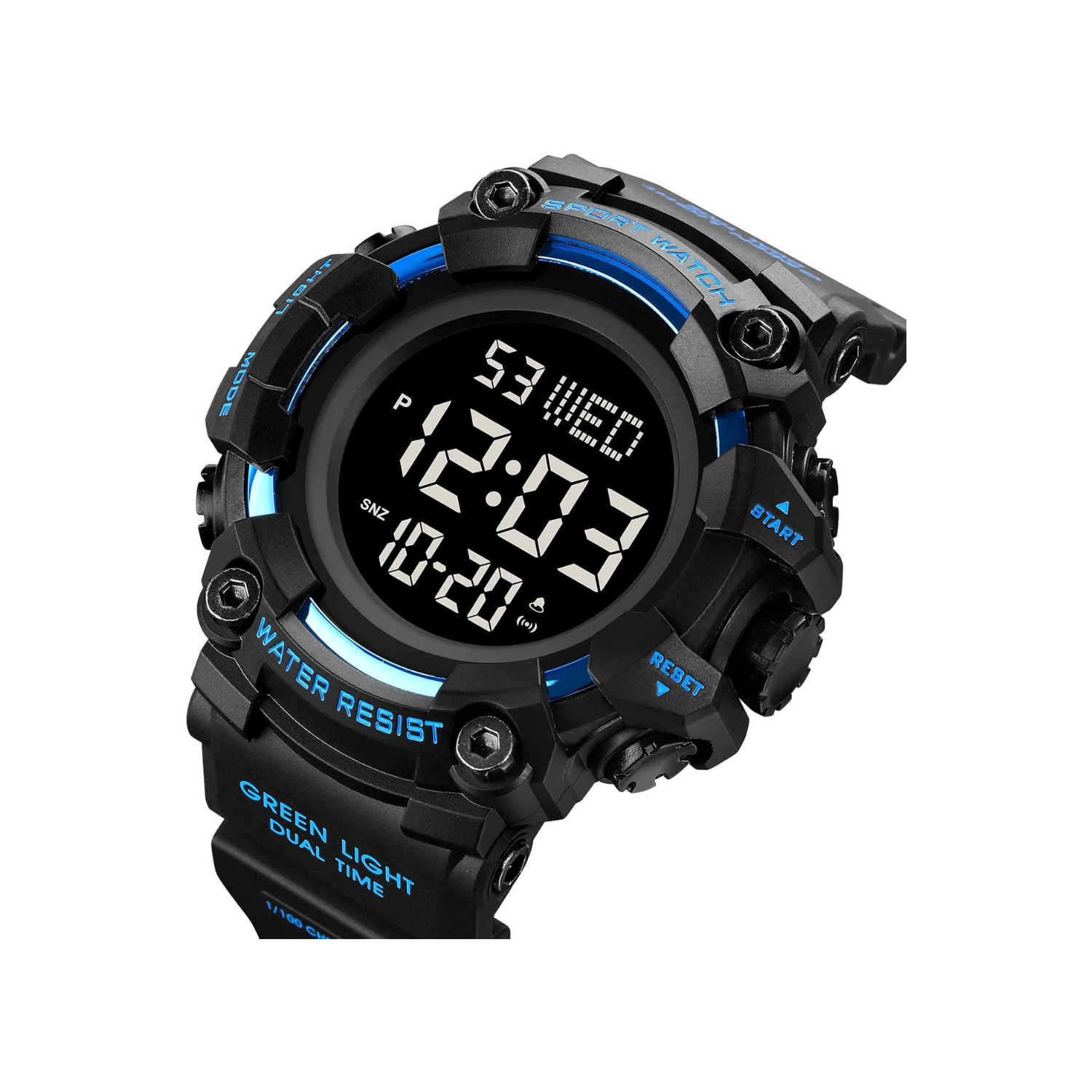 Men Sport Watch Countdown Stopwatch Watch Mens Wrist Watch Waterproof LED Electronic Digital Male Watch 12/24 Hour Multifunctional Watch, C Black,