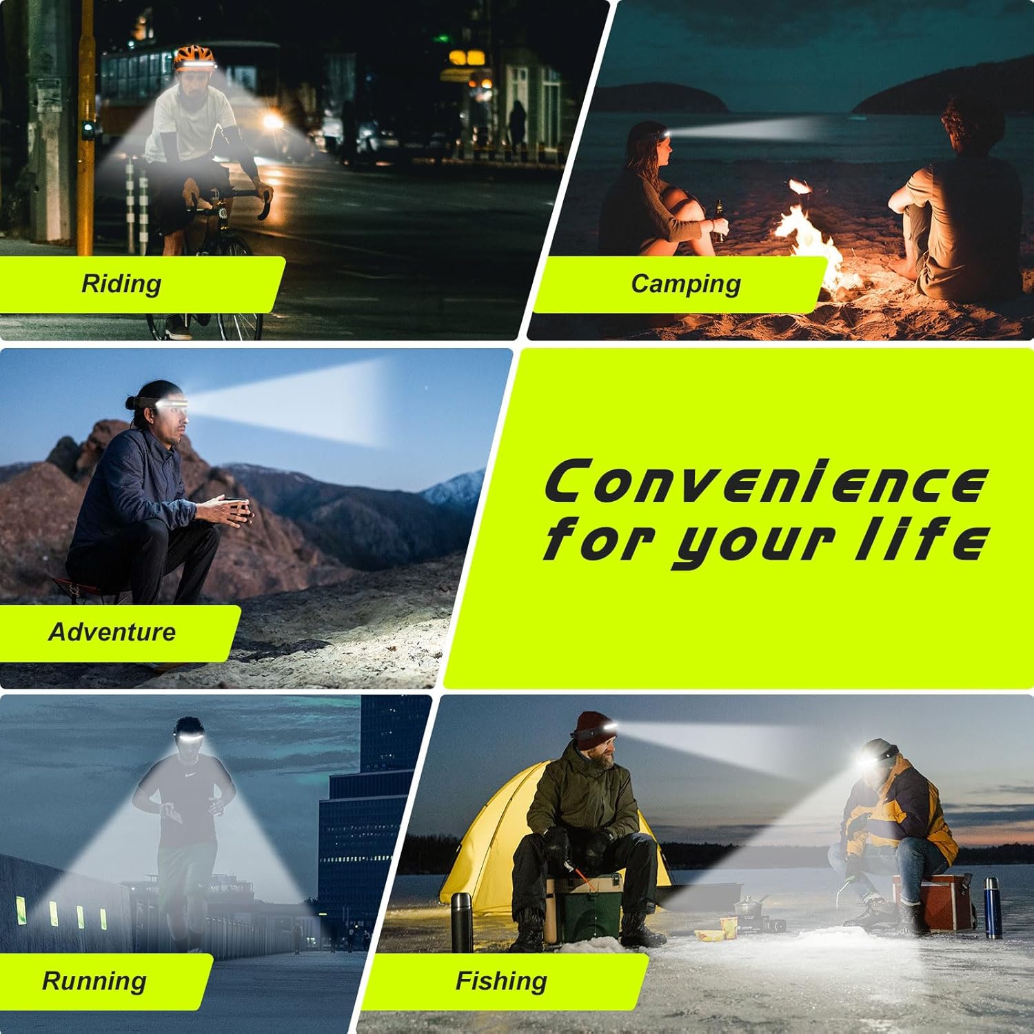 Lampe frontale rechargeable de Petginhome pour la répétition de course au camping, paquet de 2 lampes 1200&nbsp;mAh ultra-lumineuses de 350 lumens