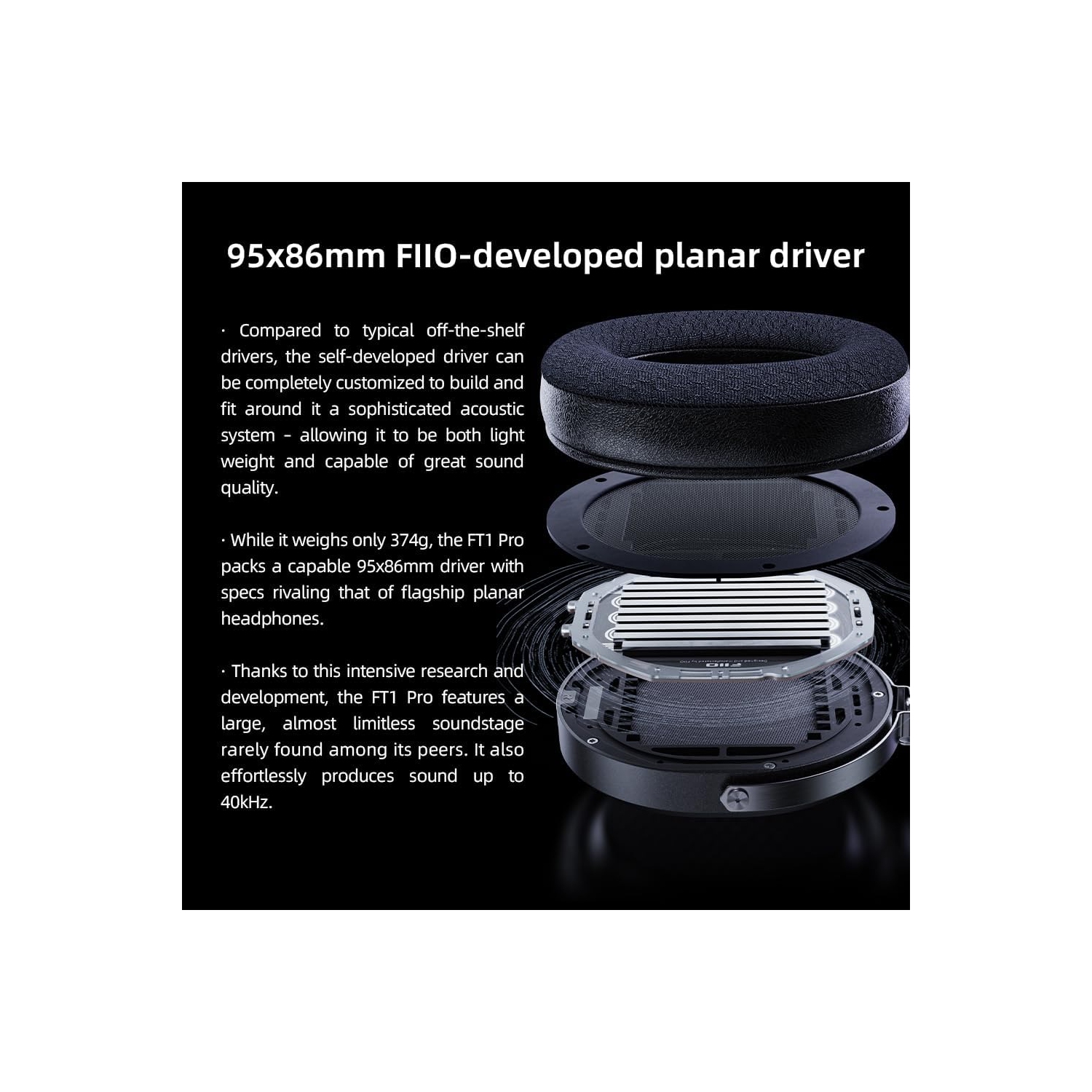 Écouteurs Hi-Fi magnétiques avec fil à dos ouvert planaire FT1 Pro de FiiO avec nettoyant pour gadgets en prime