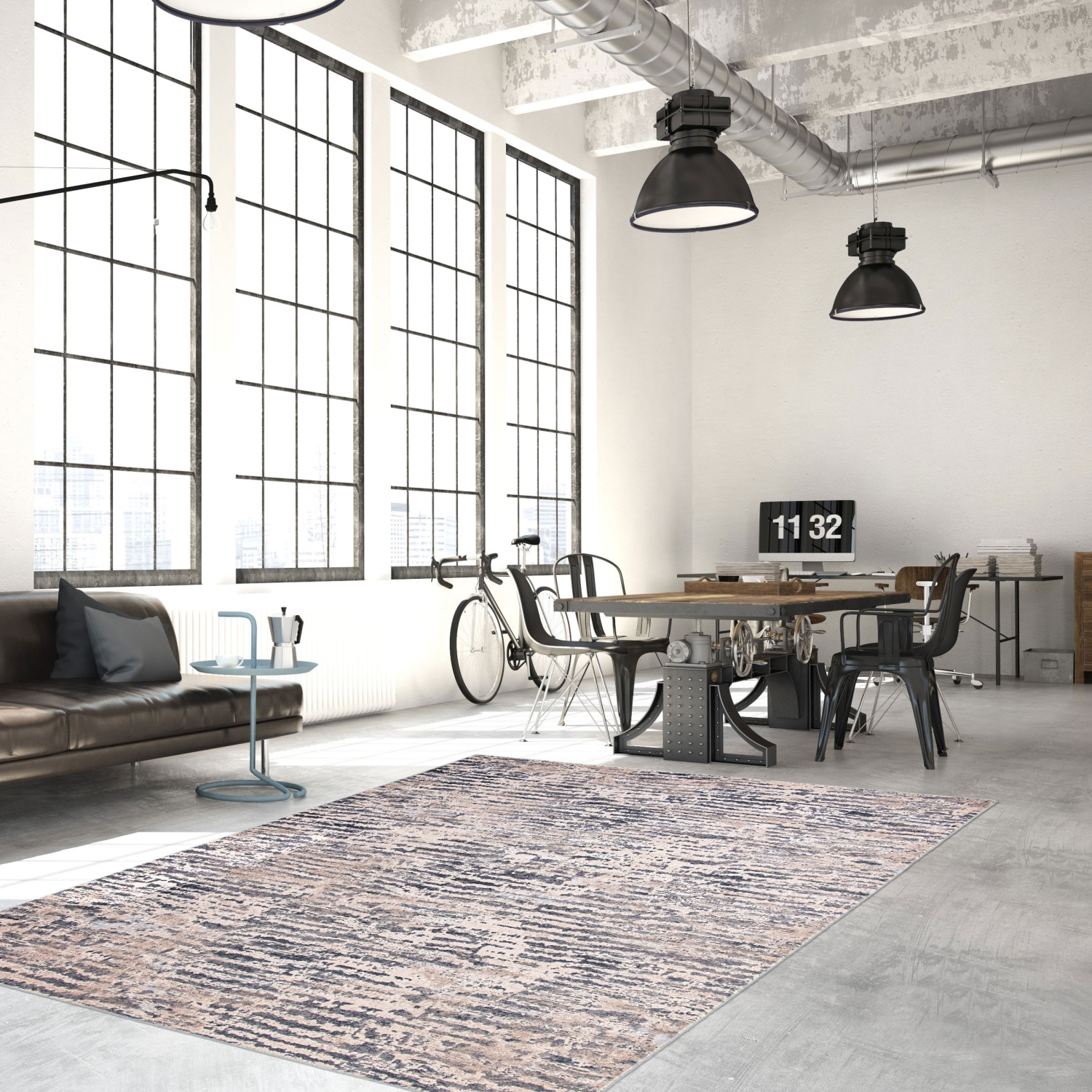 Tapis en polypropylène taupe Noelle 5 pi 3&nbsp;po x 7 pi 3&nbsp;po