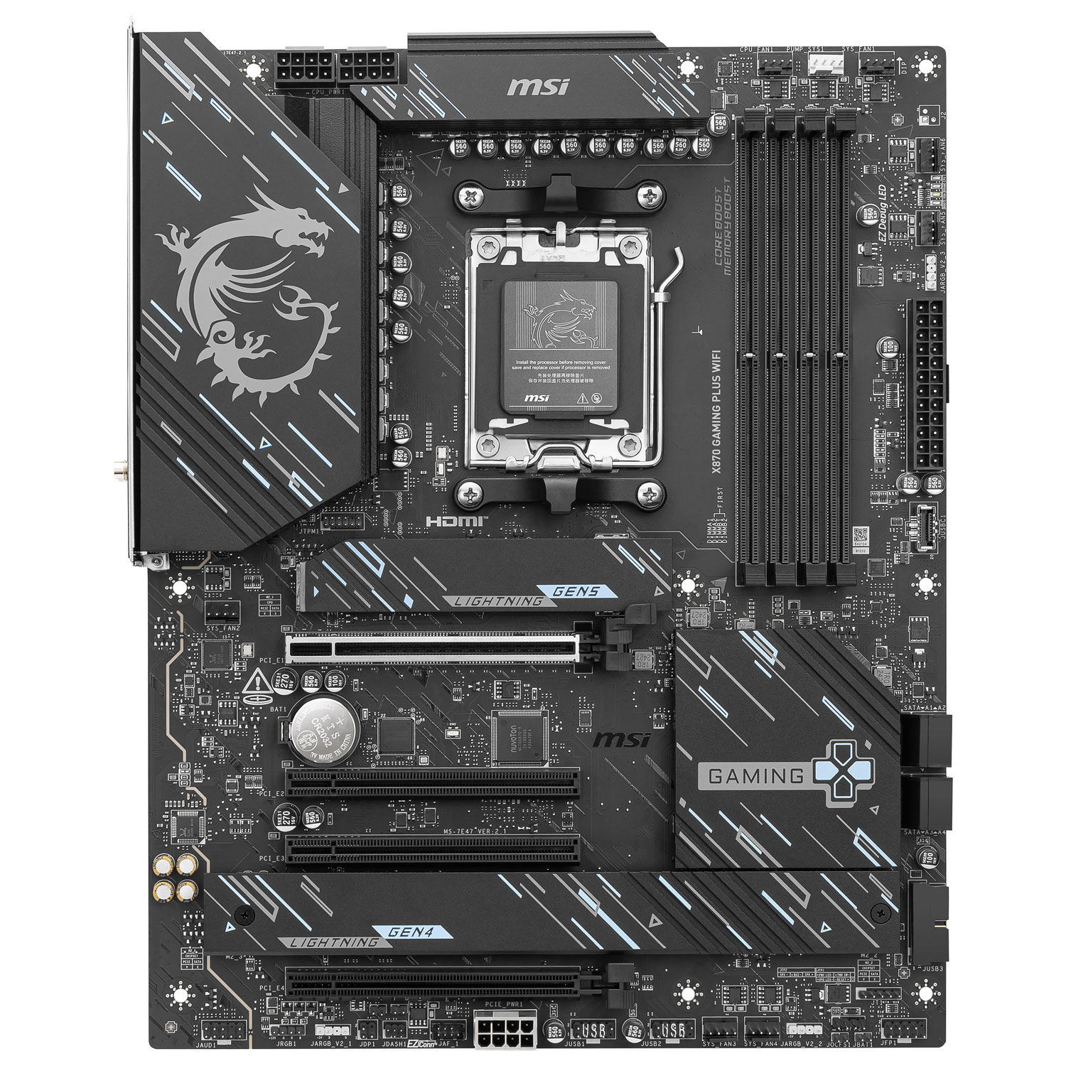 MSI X870 Gaming Plus Wi-Fi 7 ATX AM5 Motherboard for AMD Ryzen 9000/8000/7000 Series CPUs