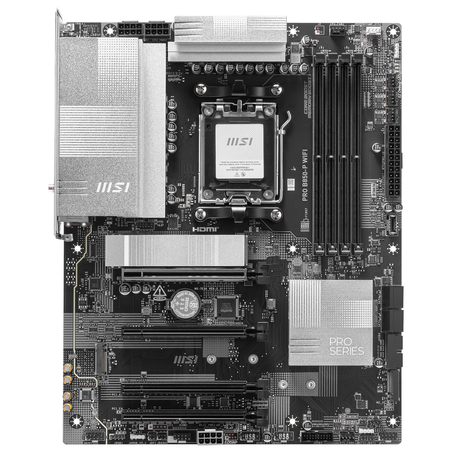 MSI Pro B850-P WIFI ATX AM5 Motherboard for AMD Ryzen 9000/ 8000/ 7000 Series CPUs