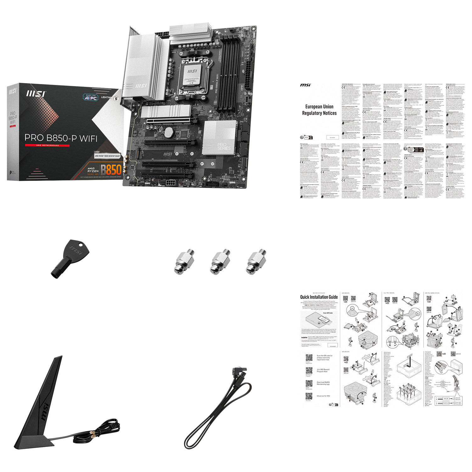 MSI Pro B850-P WIFI ATX AM5 Motherboard for AMD Ryzen 9000/ 8000/ 7000 Series CPUs