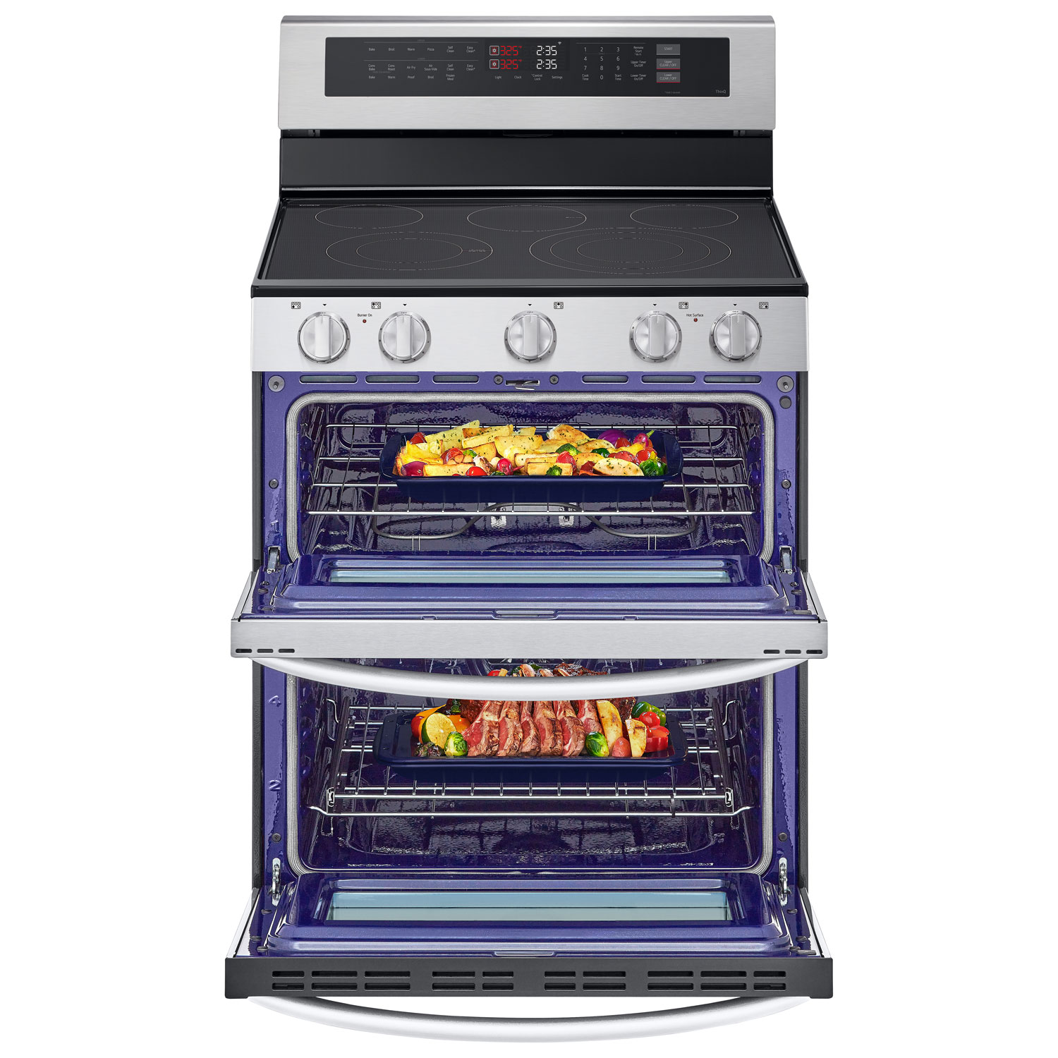 LG 30" 7.3 Cu. Ft. Double Oven 5-Element Freestanding Electric Range - Stainless Steel