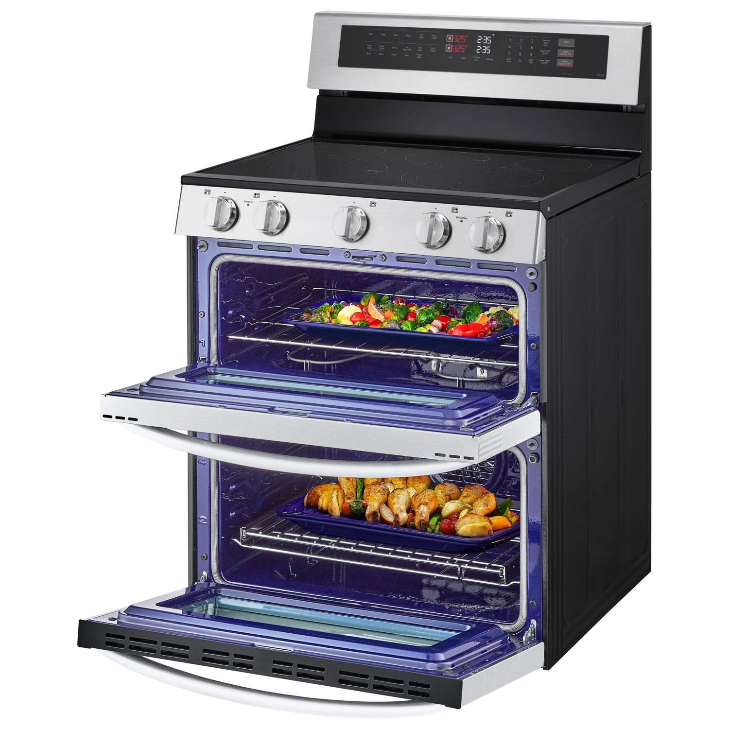 LG 30" 7.3 Cu. Ft. Double Oven 5-Element Freestanding Electric Range - Stainless Steel