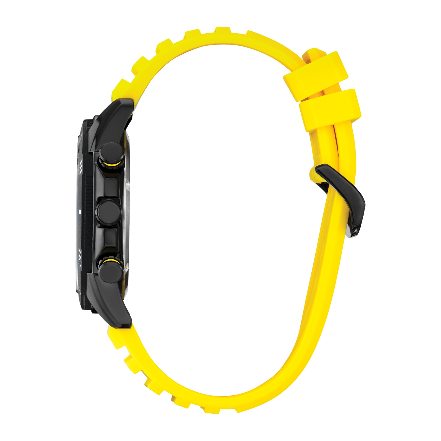 Montre pour hommes Brycen Eco-Drive de Citizen 45&nbsp;mm avec boîtier inox noir Bracelet silicone jaune et cadran noir