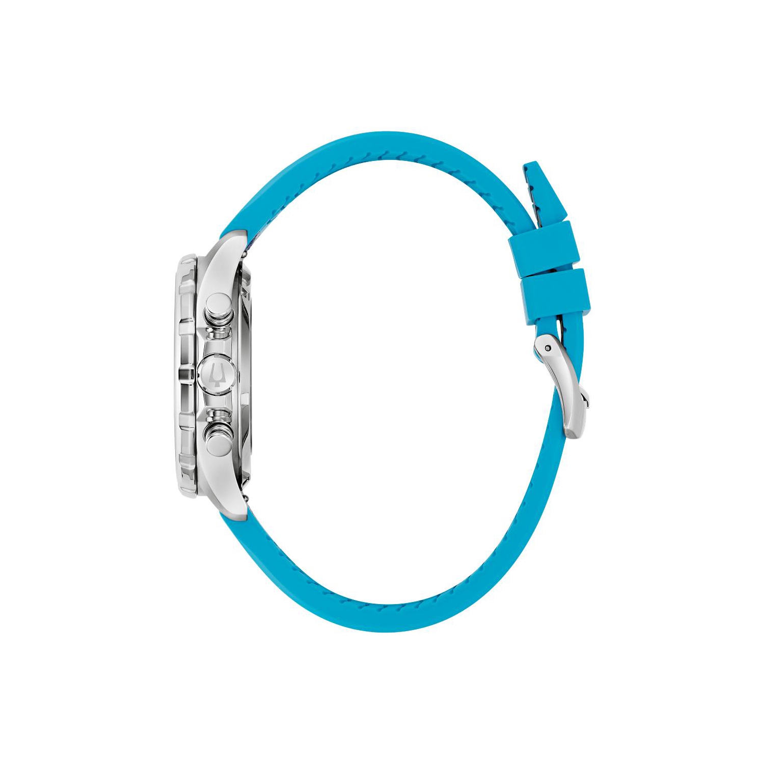 Bulova Mens E1 Team Miami Special Edition Quartz Watch 43mm Silver-Tone Stainless Steel Case Two-Tone Leather and Silicone Strap with Blue Dial