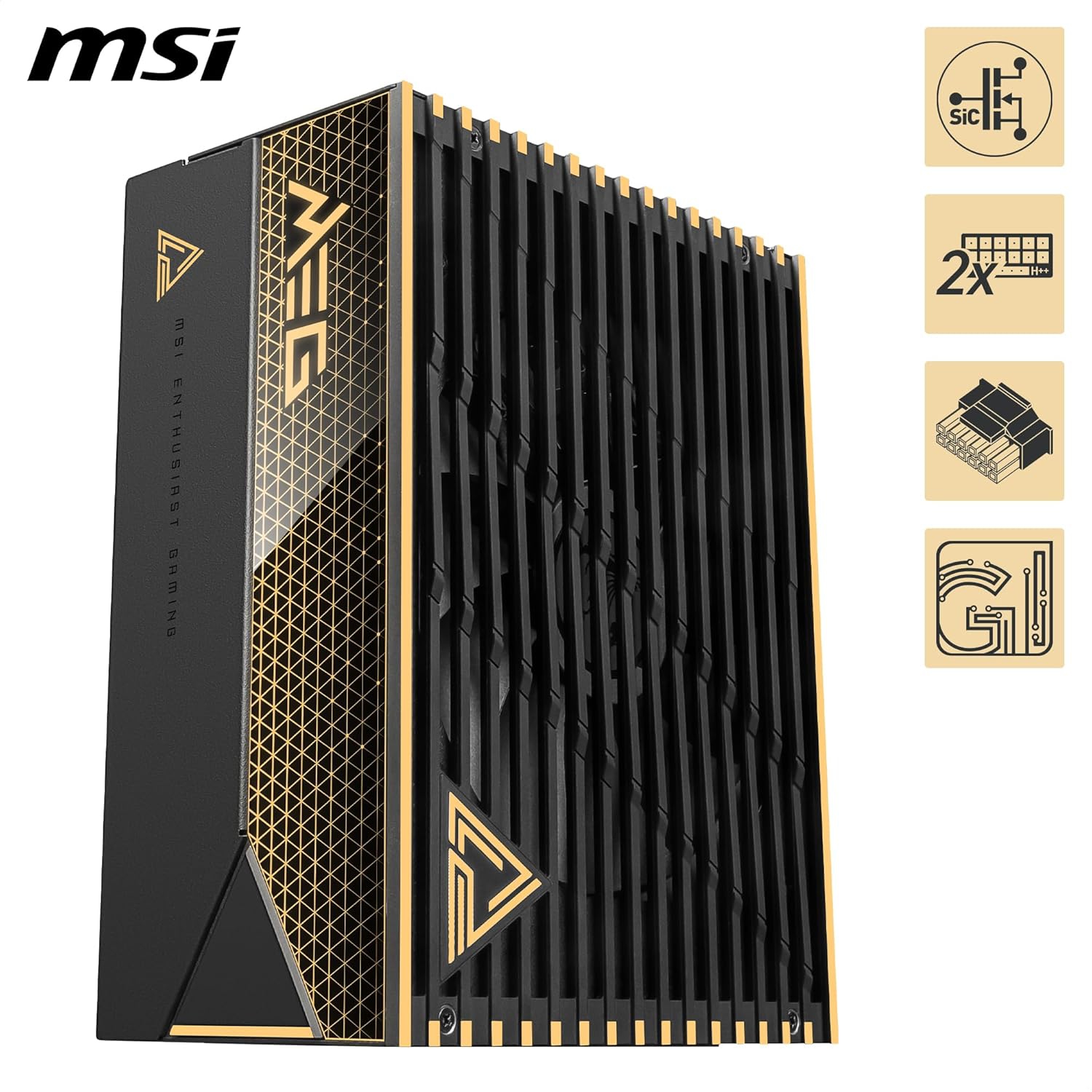 MEG Ai1600T PCIE5 de MSI, bloc d'alimentation 1600&nbsp;W modulaire en titane 80 Plus, câble 12&nbsp;V-2x6, compatible ATX 3,1 et PCIE 5,1, câbles