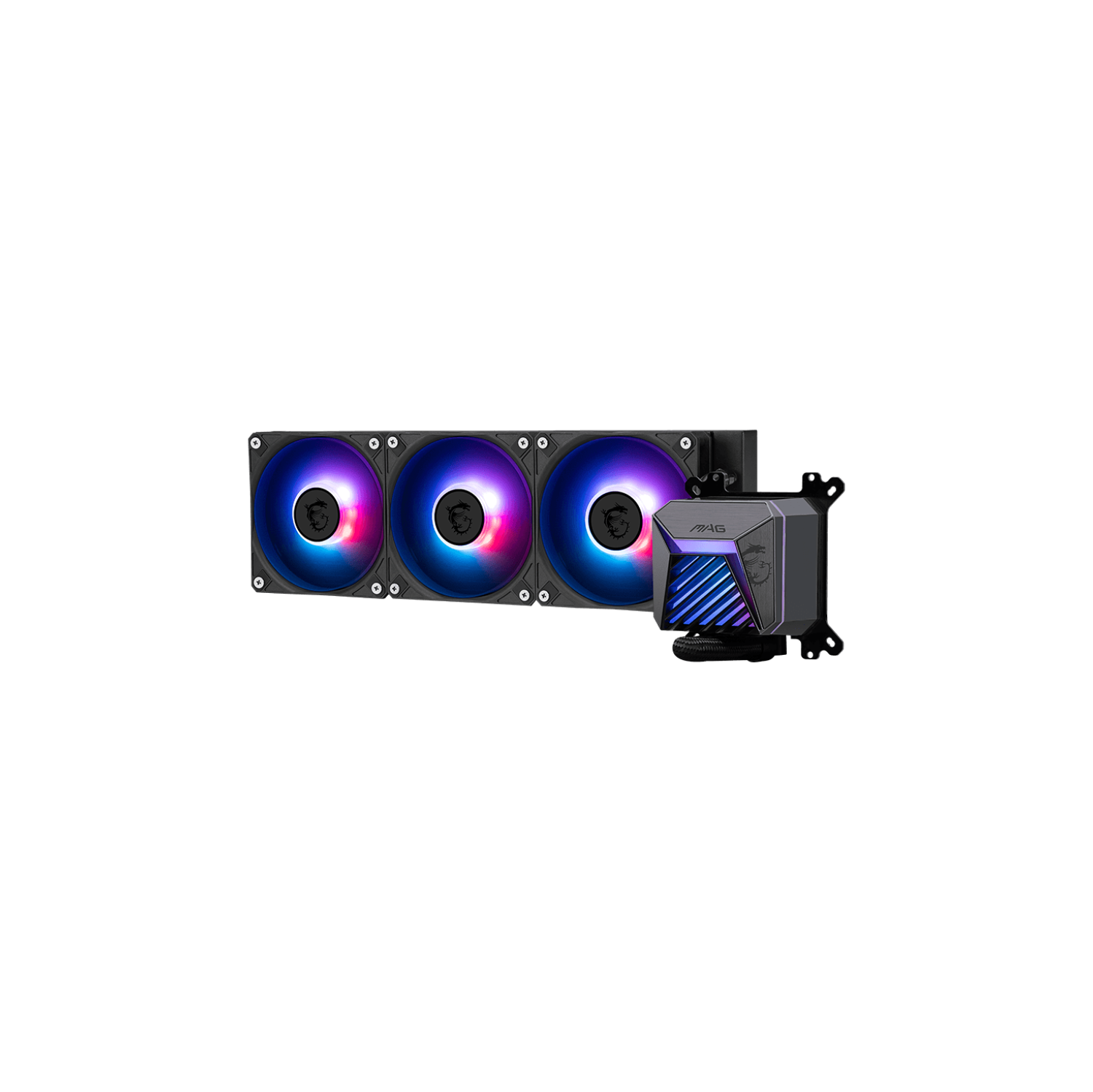 MSI MAG CORELIQUID A15 360 - AIO ARGB CPU Liquid Cooler - 360mm Radiator - LGA 1851 Ready - Triple 120mm ARGB PWM Fans, Black