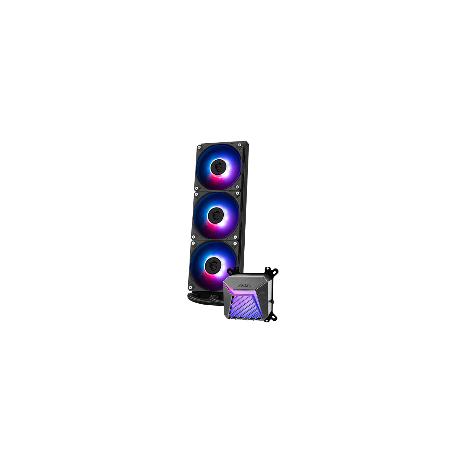 MSI MAG CORELIQUID A15 360 - AIO ARGB CPU Liquid Cooler - 360mm Radiator - LGA 1851 Ready - Triple 120mm ARGB PWM Fans, Black