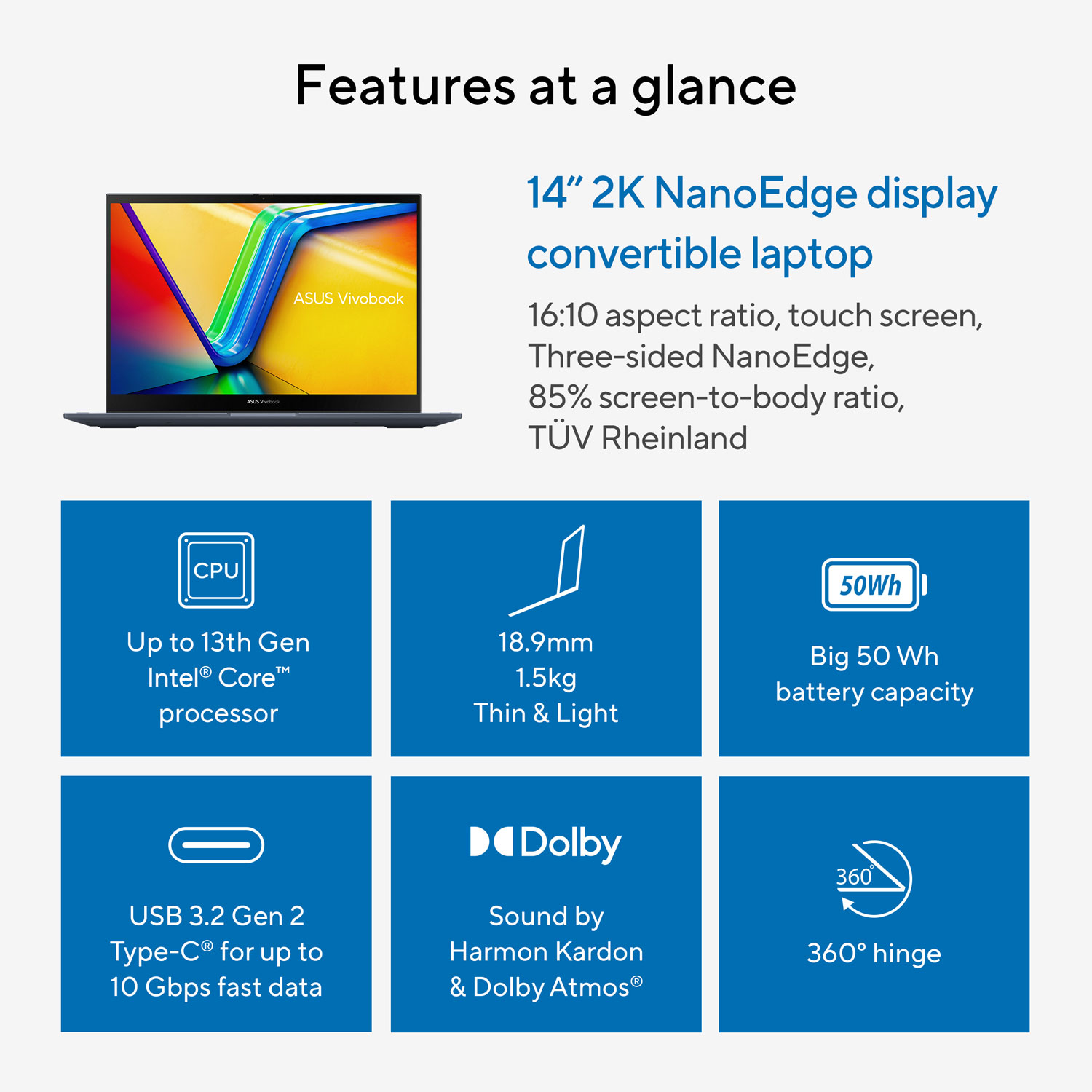 ASUS Vivobook S 14 Flip 14" Touchscreen Business Laptop - Quiet Blue