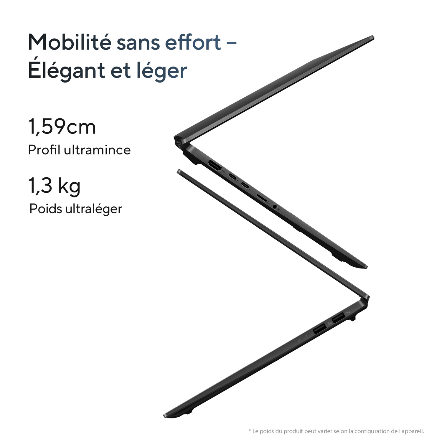 Portable professionnel de 14 po Vivobook S 14 d'ASUS - Noir neutre