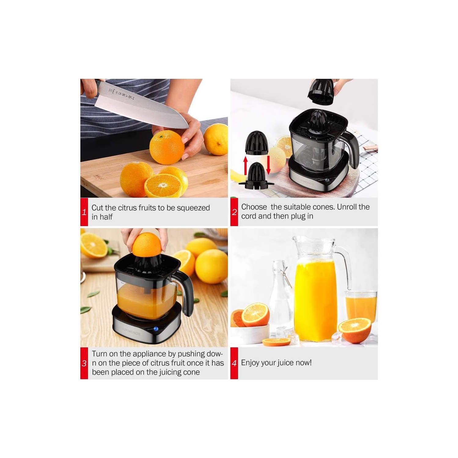 Electric Citrus Juicer 1.2L Large Volume, Orange Juicer with Powerful Motor and LED Working Lamp, Electric Lemon Squeezer for Orange Lemon Lime